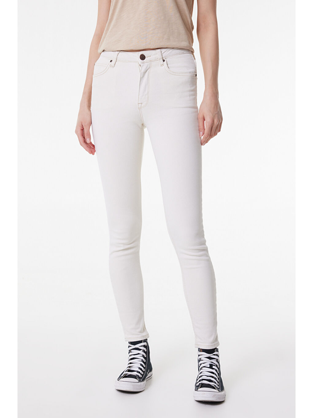 Bej Scarlett High Skinny Fit Yüksek Bel Jean Pantolon