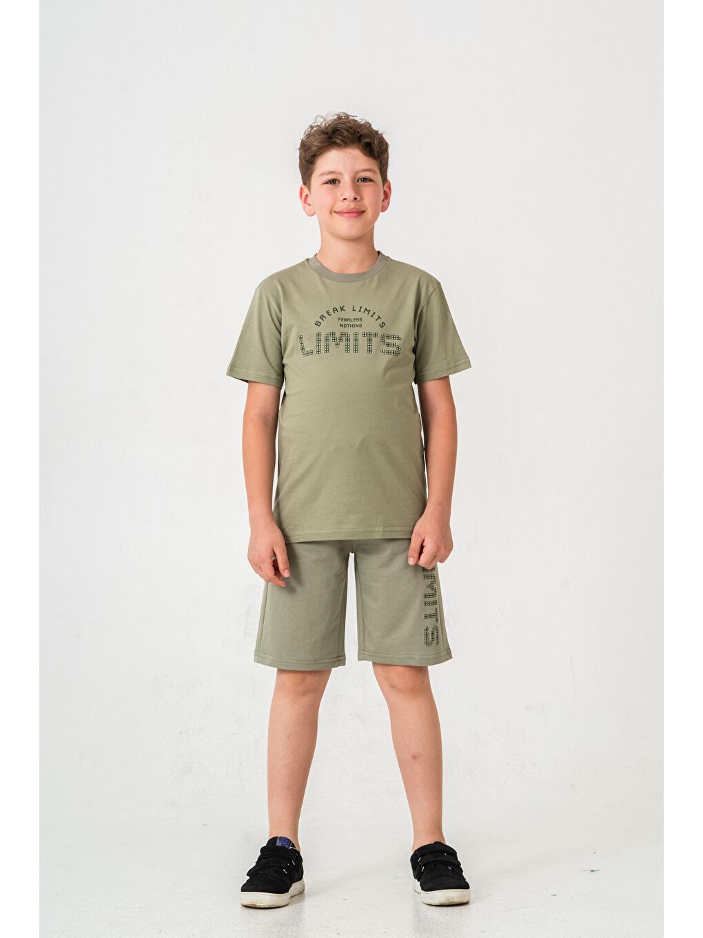 Yeşil Break Limits Fearless Nothing  Limits Baskılı Erkek Çocuk Şort - Tişört Takımı