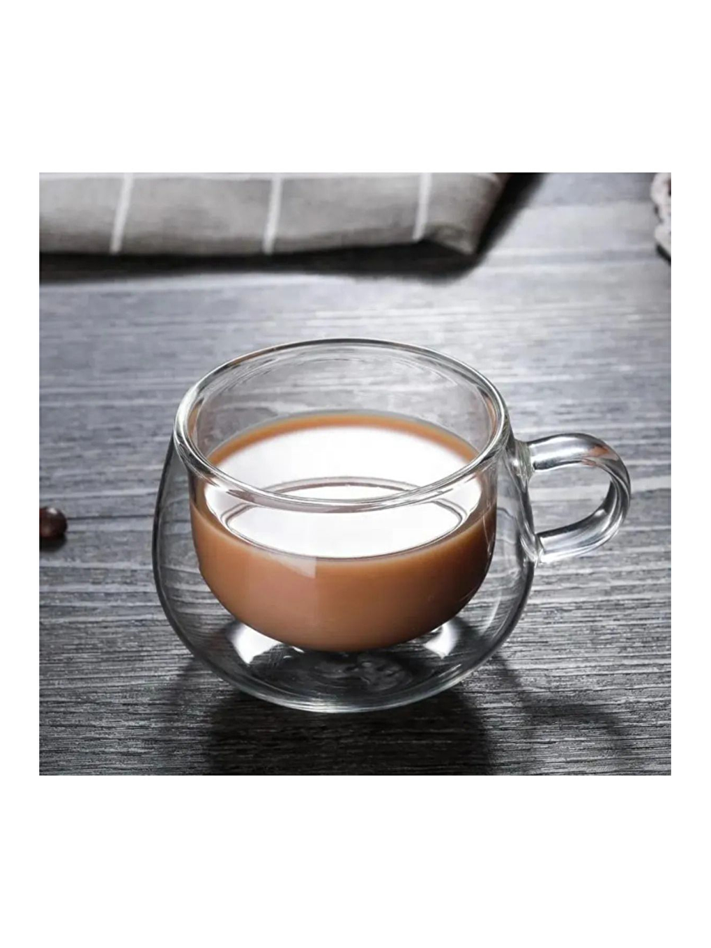 Renksiz Çift Cidarlı 200 ml Kulplu Cam Bardak  2 Adet 2673-6