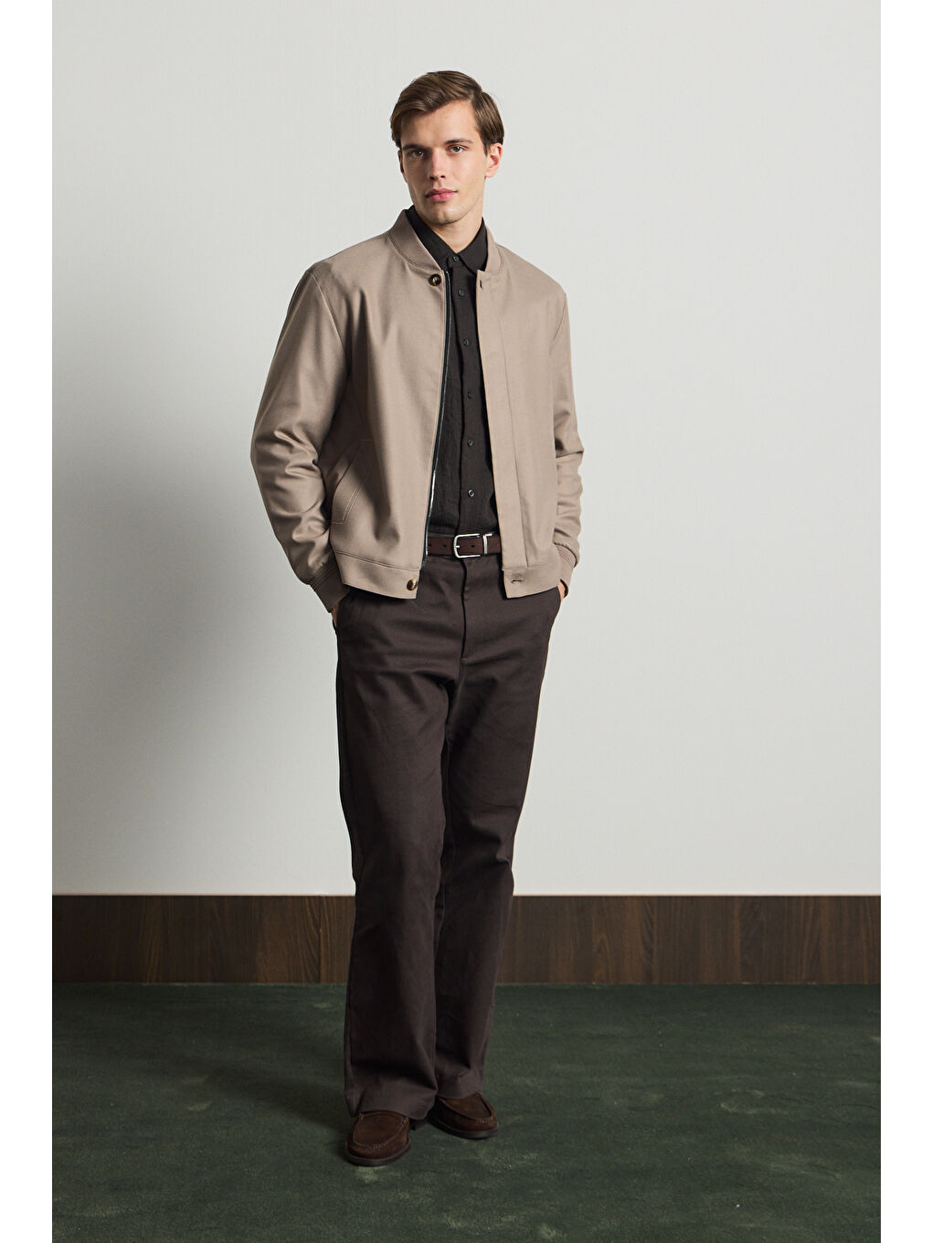 Erkek Poliviskon Özel Kumaş Ceket Bej-1