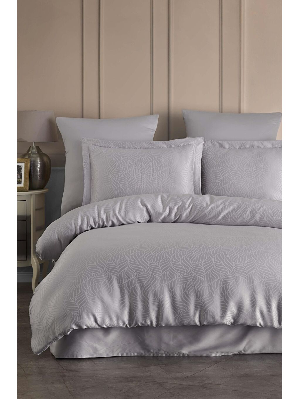 Gri Lyocell Jakar Nevresim Takımı Çift Kişilik Lienzo