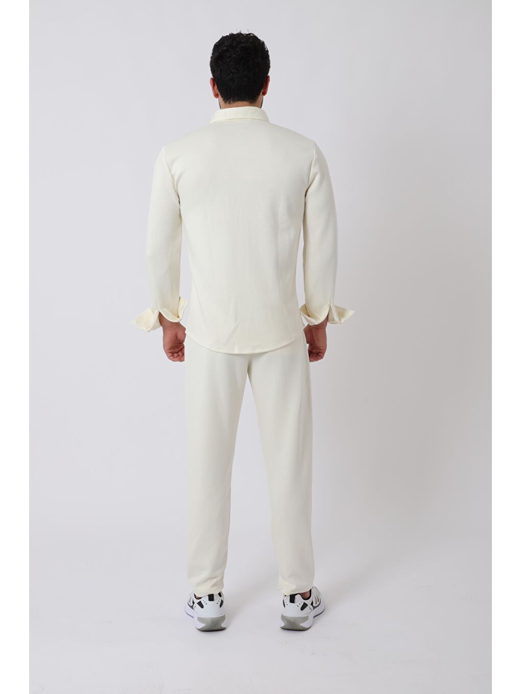 Beyaz Penye Çıtçıtlı Kışlık Joger Erkek Takım QM 2013 6362_72011-3