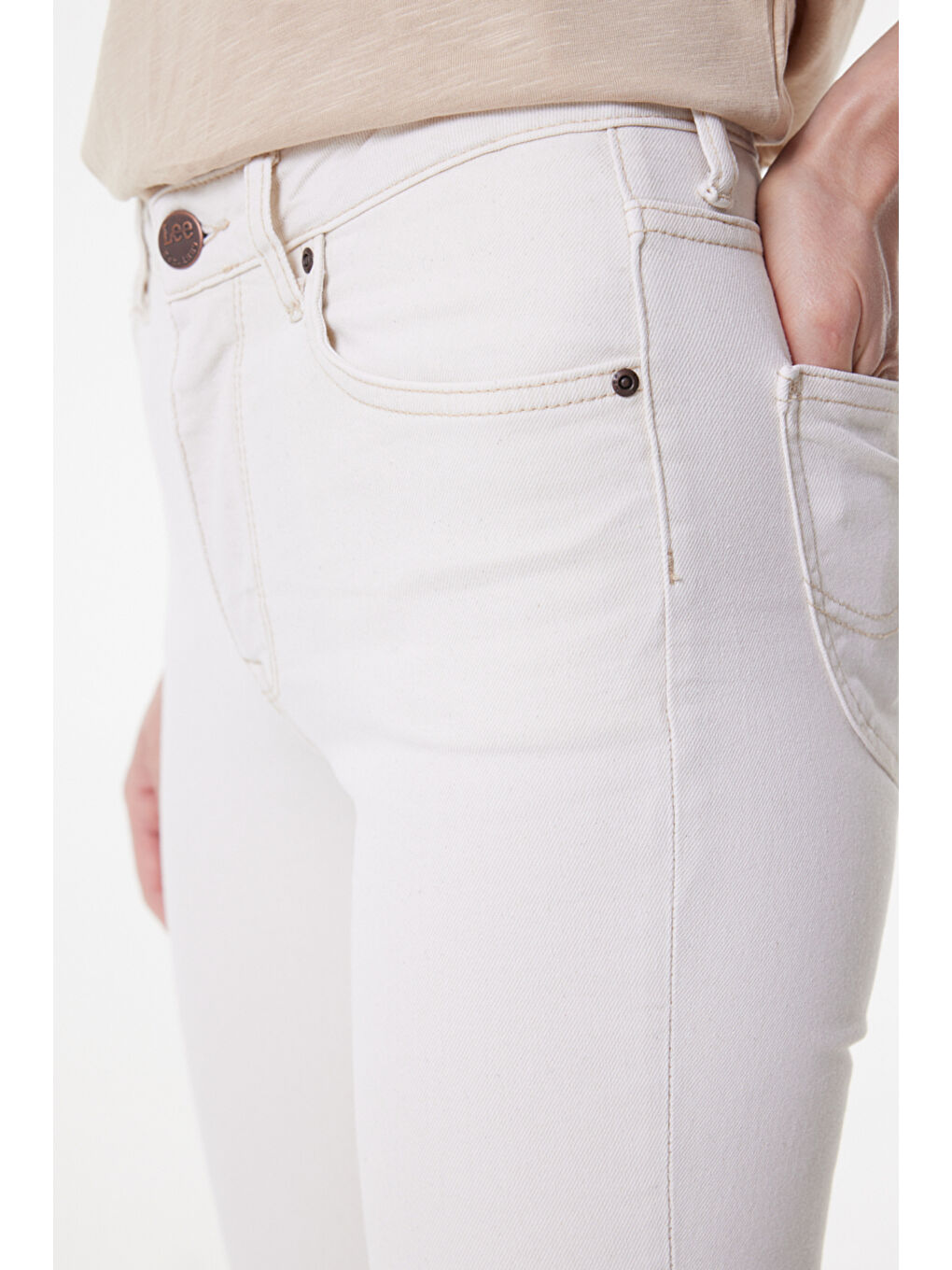 Bej Scarlett High Skinny Fit Yüksek Bel Jean Pantolon-2