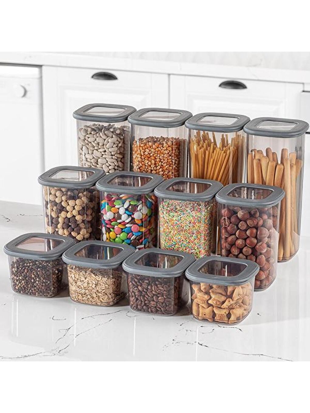 Gri Colony Kare Saklama Kabı - 1200 ml-1