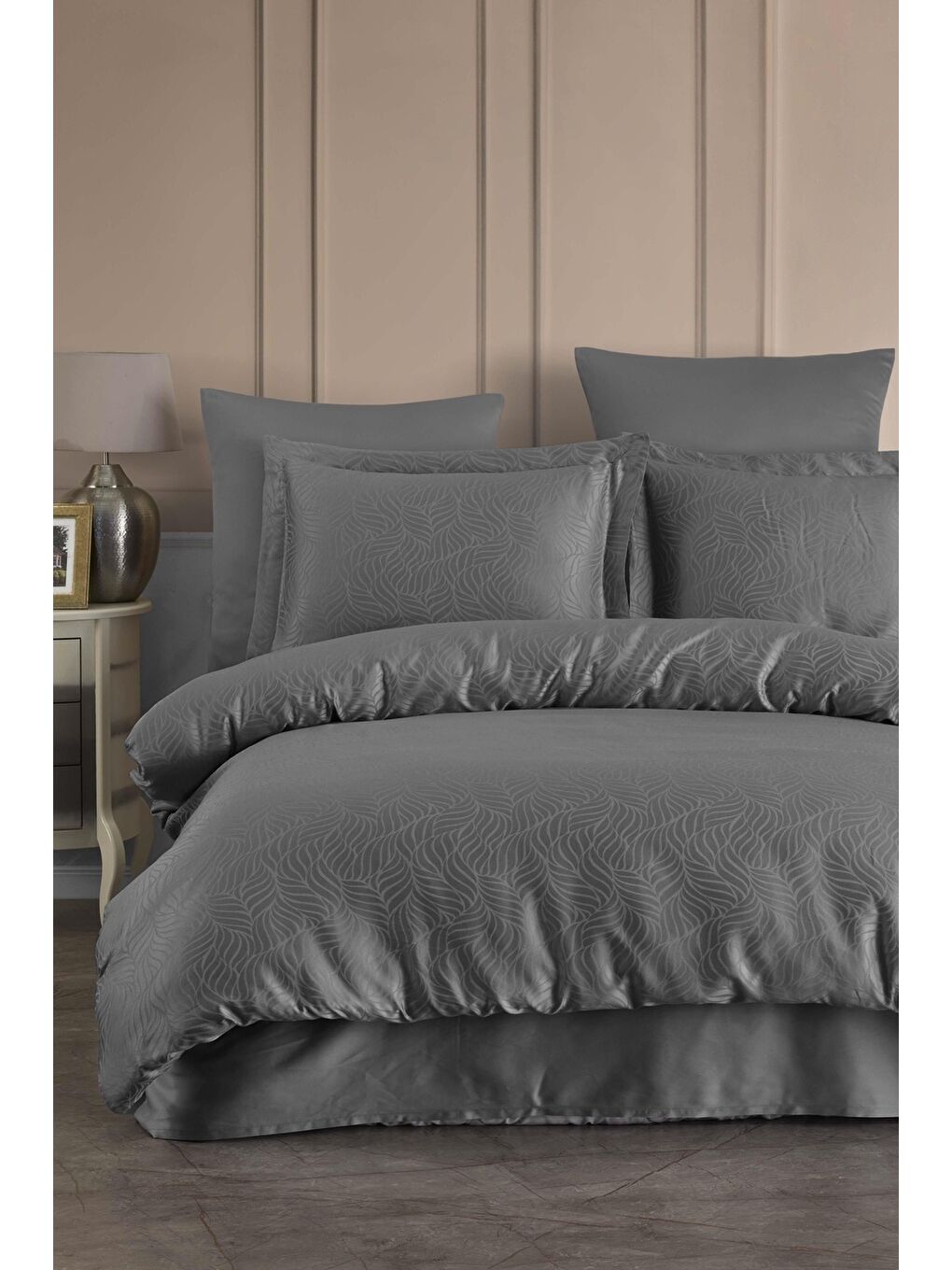 Lyocell Jakar Nevresim Takımı Çift Kişilik Lienzo Antrasit