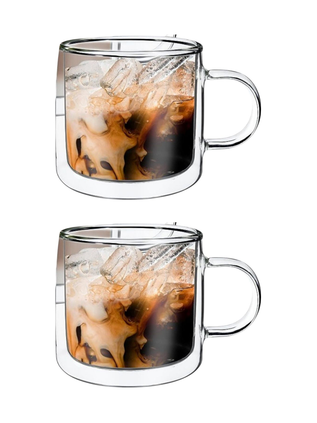 Renksiz Çift Cidarlı 250 ml Cam Kupa Seti 2 Adet 2128