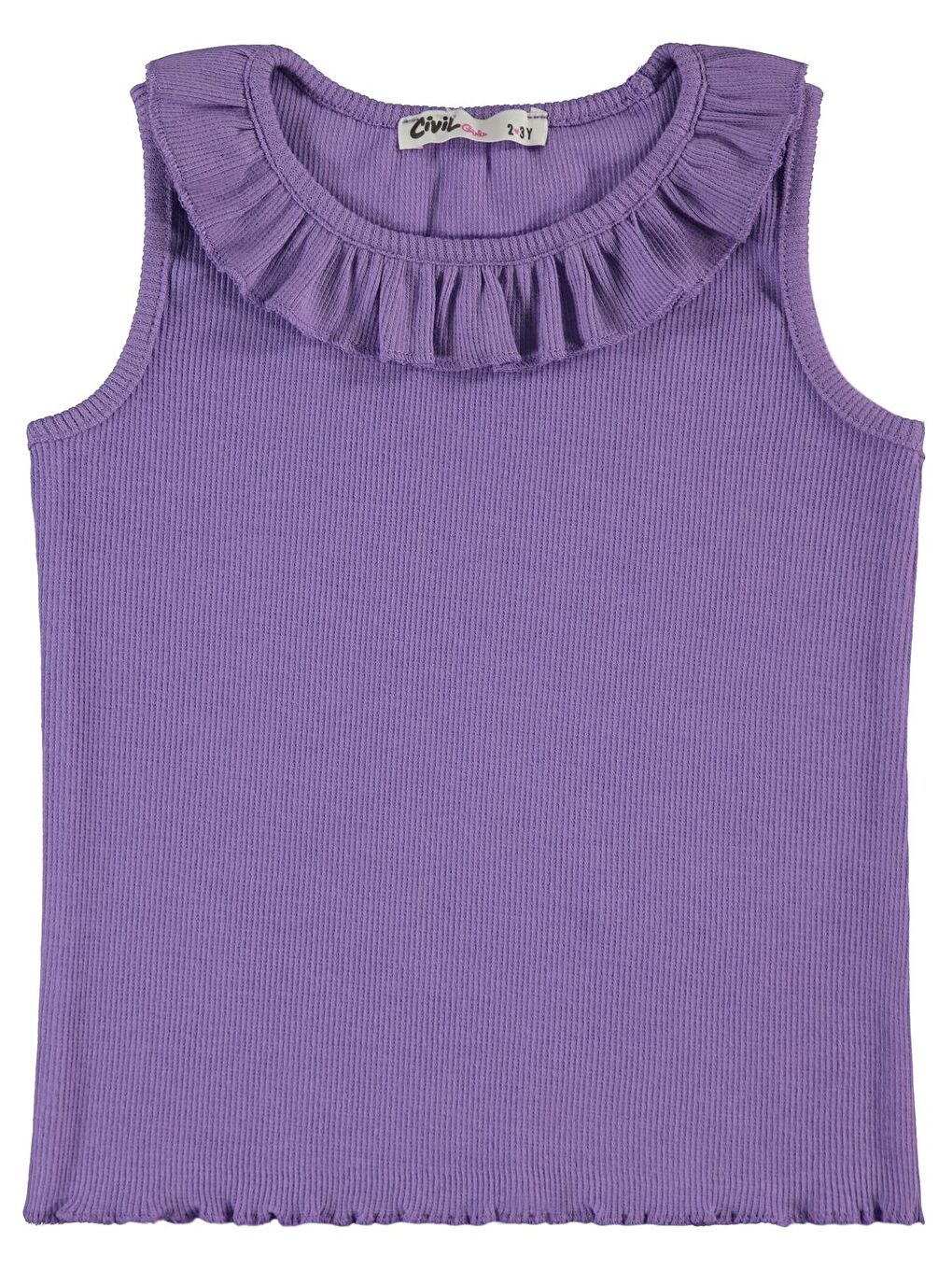 Girls Yakası Fırfırlı 2-5 Yaş Tişört - Lila 2-3 Yaş
