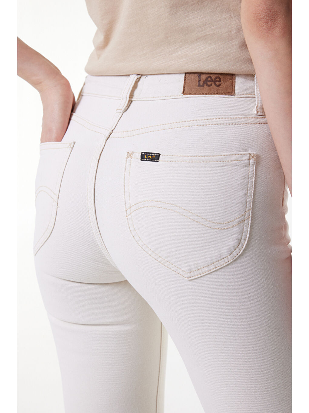 Bej Scarlett High Skinny Fit Yüksek Bel Jean Pantolon-3