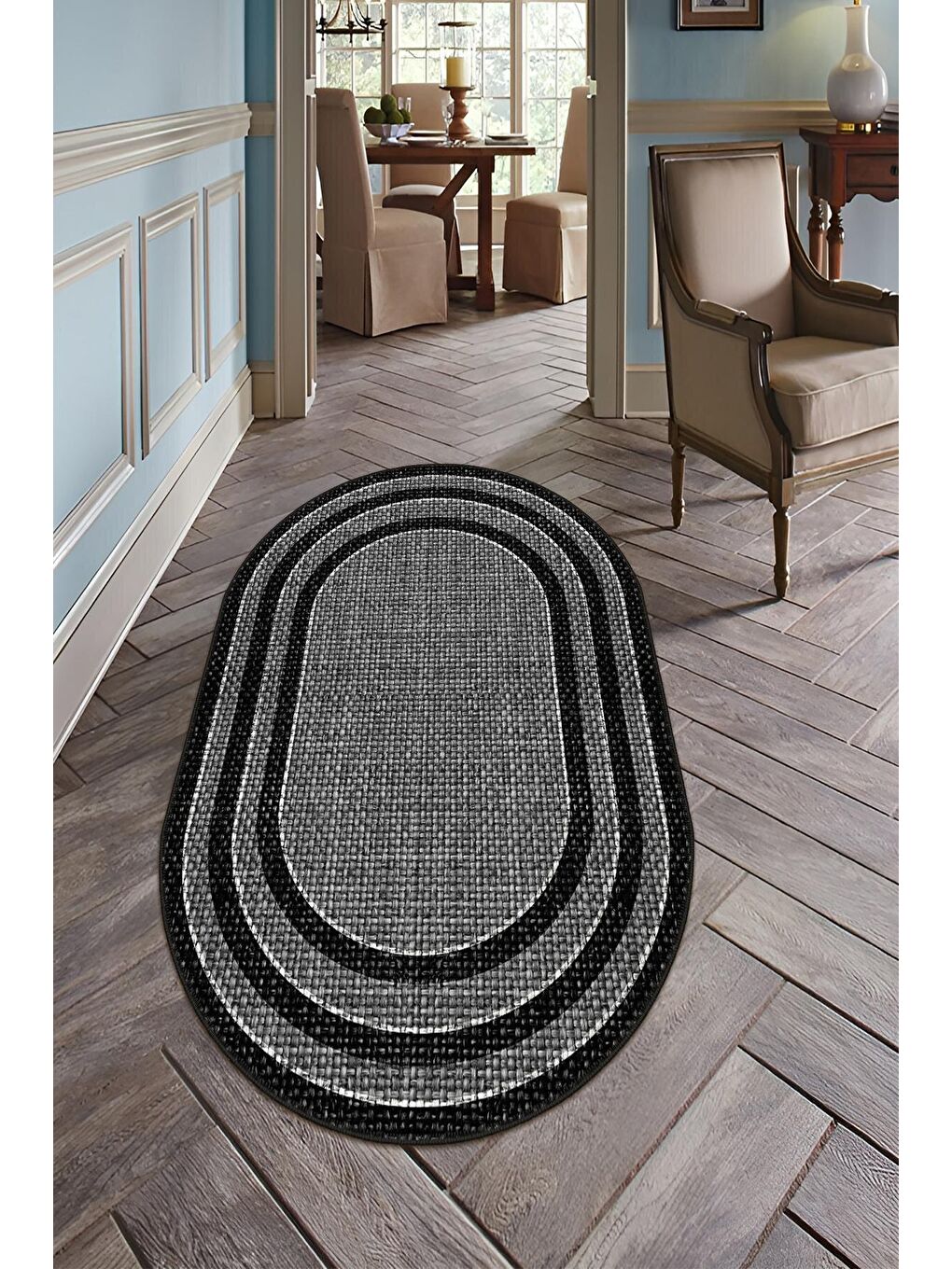 Gri Premium Kalite, Pamuk ve Kaydırmaz Taban, Yıkanabilir, Modern Halı  80 x 150 cm