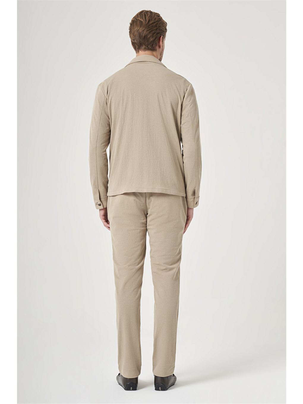 Bej Berberi Yaka Örme Beli Lastikli 6 Drop Slim Fit Astarsız Esnek Takım Elbise 1001260177-4