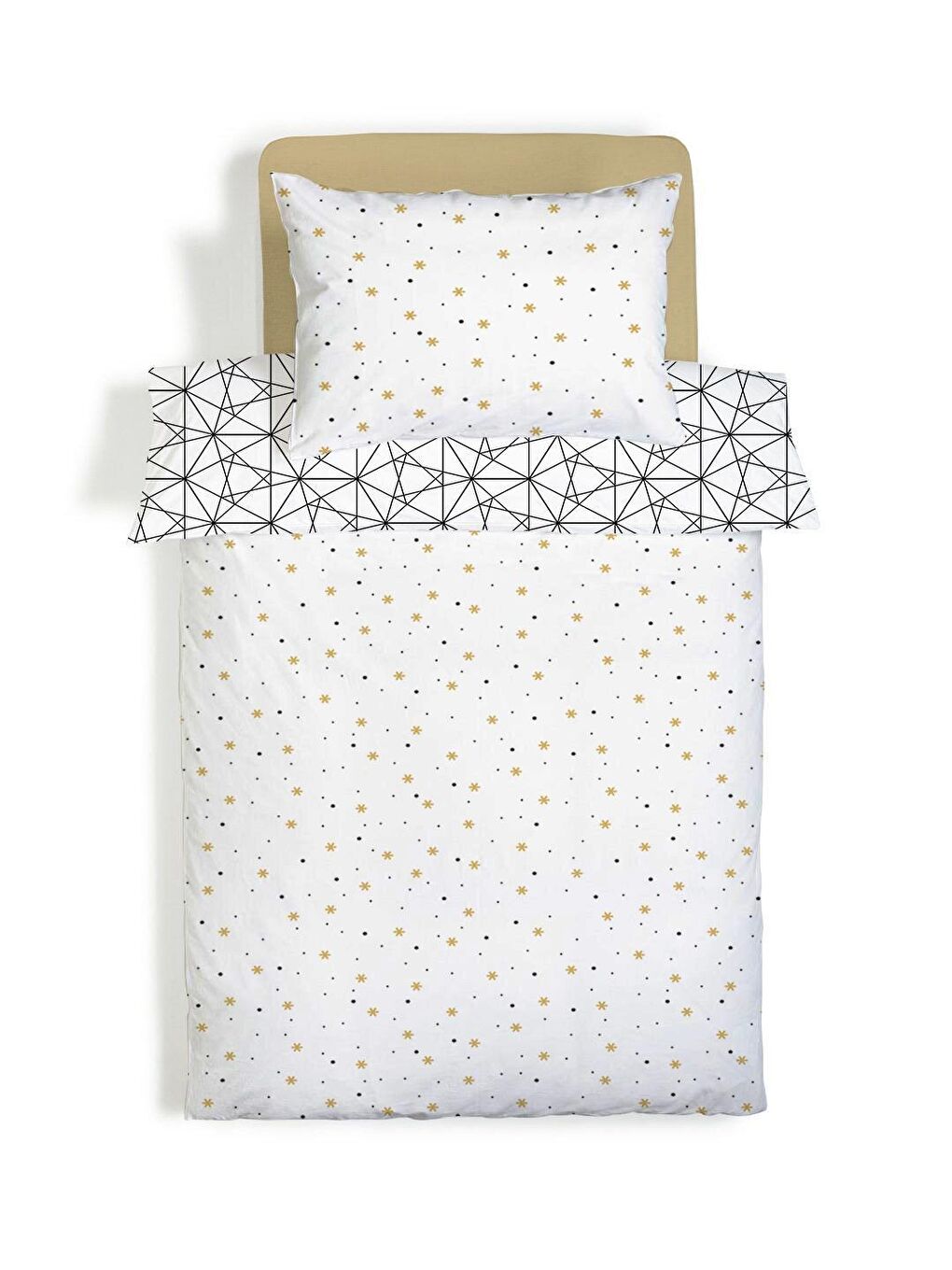 Karışık Çift Taraflı Modern Desenli Çarşafsız Takım Tek Kişilik Nevresim Takımı 160x220 Cm-1