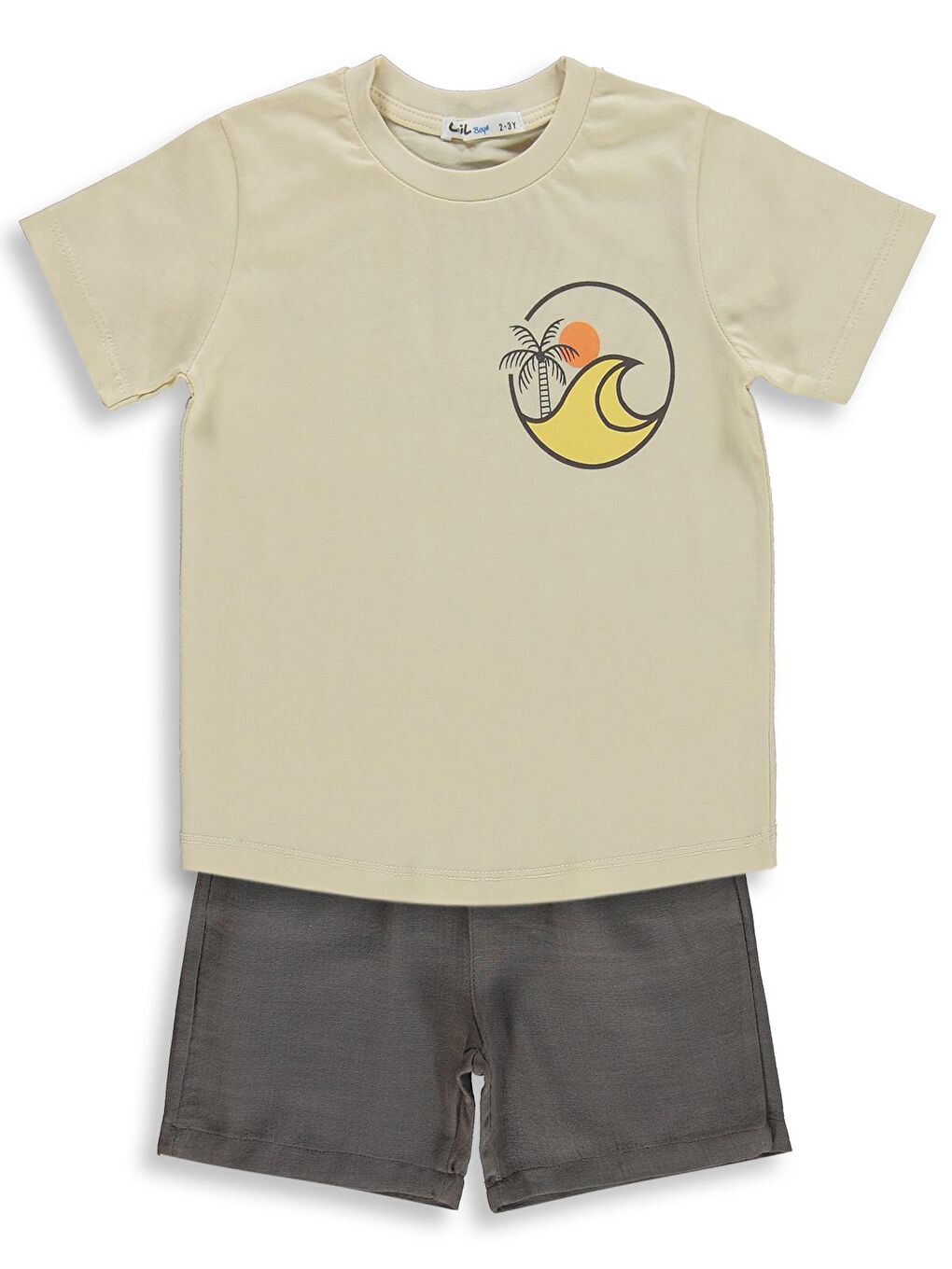 Boys Kum Dalgası Baskılı 2-5 Yaş Takım - Kahverengi