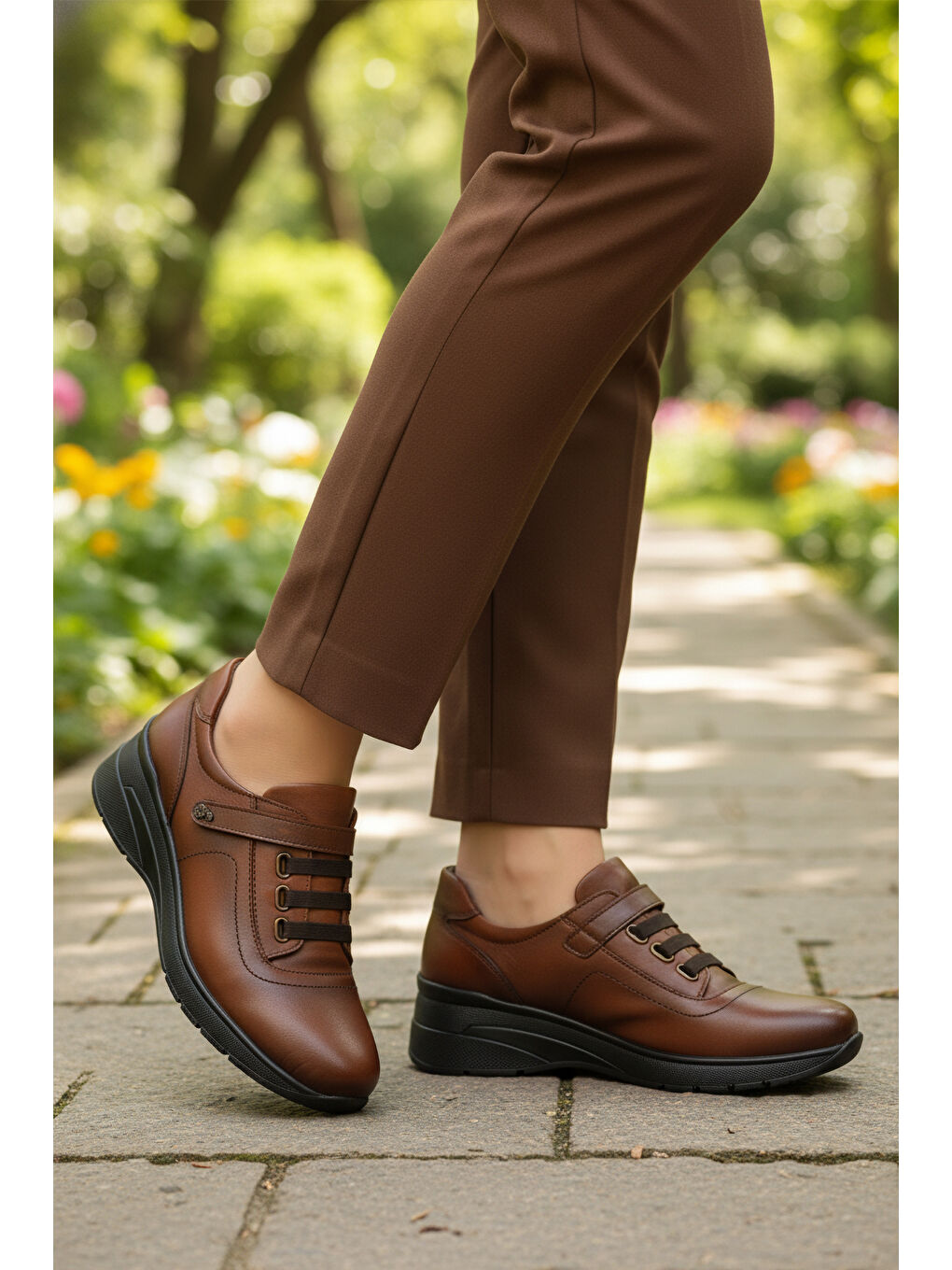 Kahverengi Taba Hakiki Deri Anatomik Kadın Casual Ayakkabı PLV144 Z-2