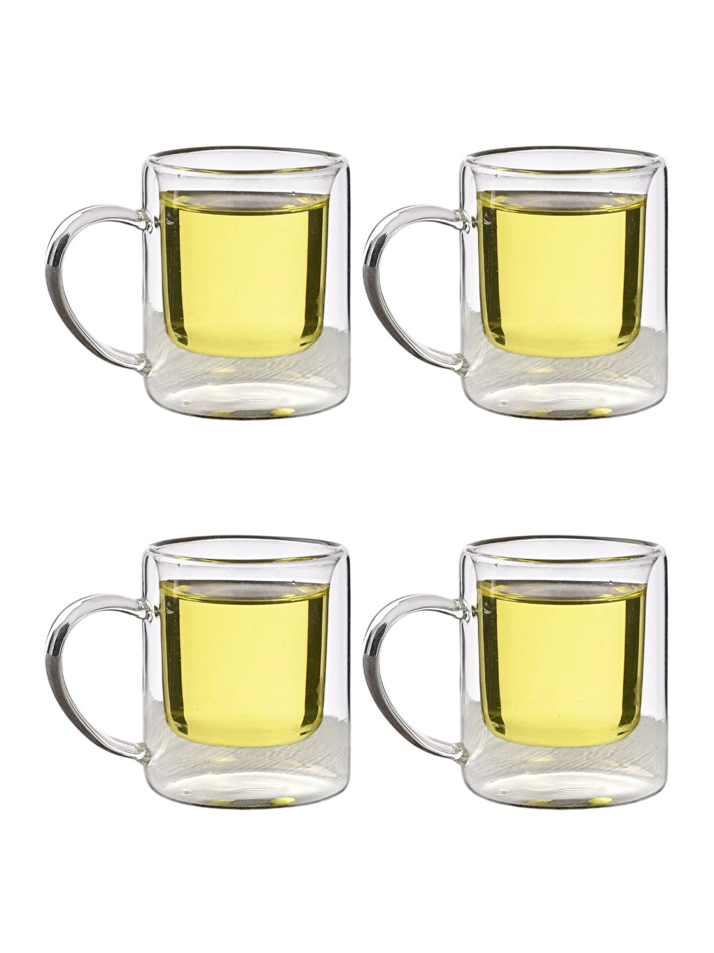 Renksiz Çift Cidarlı Borosilikat Cam Kupa 200 ml 4 Adet-1837