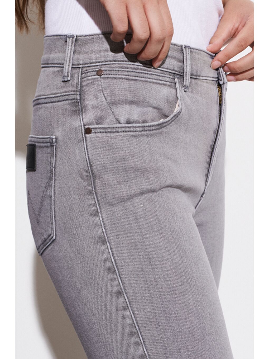 Gri Skinny Fit Dar Kesim Yüksek Bel Esnek Jean Jean Pantolon-2