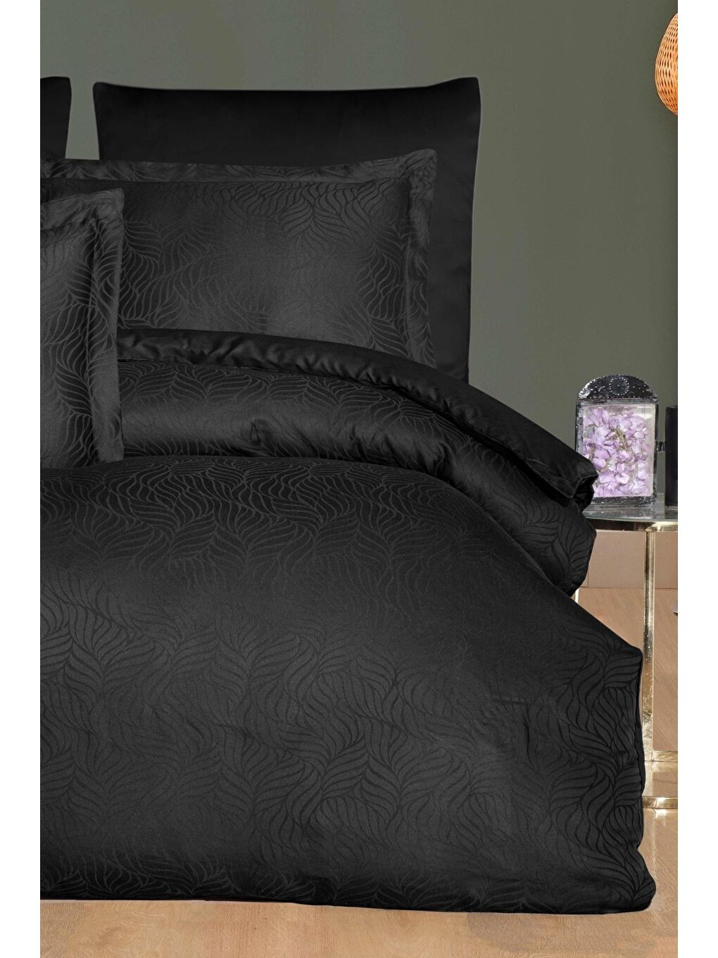 Lyocell Jakar Nevresim Takımı Çift Kişilik Lienzo Siyah