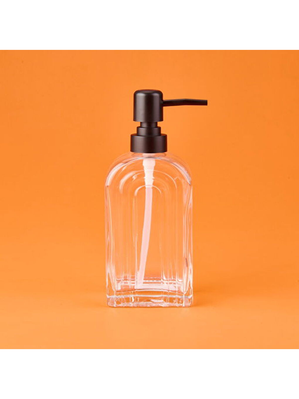 Renksiz Cam Sıvı Sabunluk - Şeffaf / Siyah - 20x8 cm