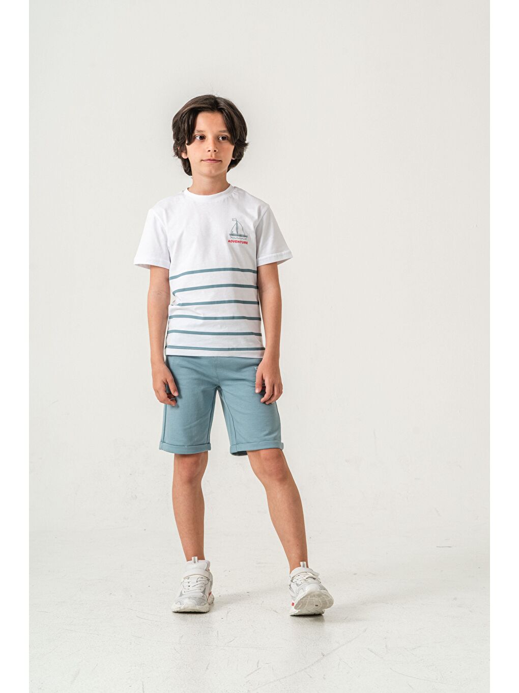 Mavi Adventure Baskılı  Erkek Çocuk Şort - Tişört Takımı