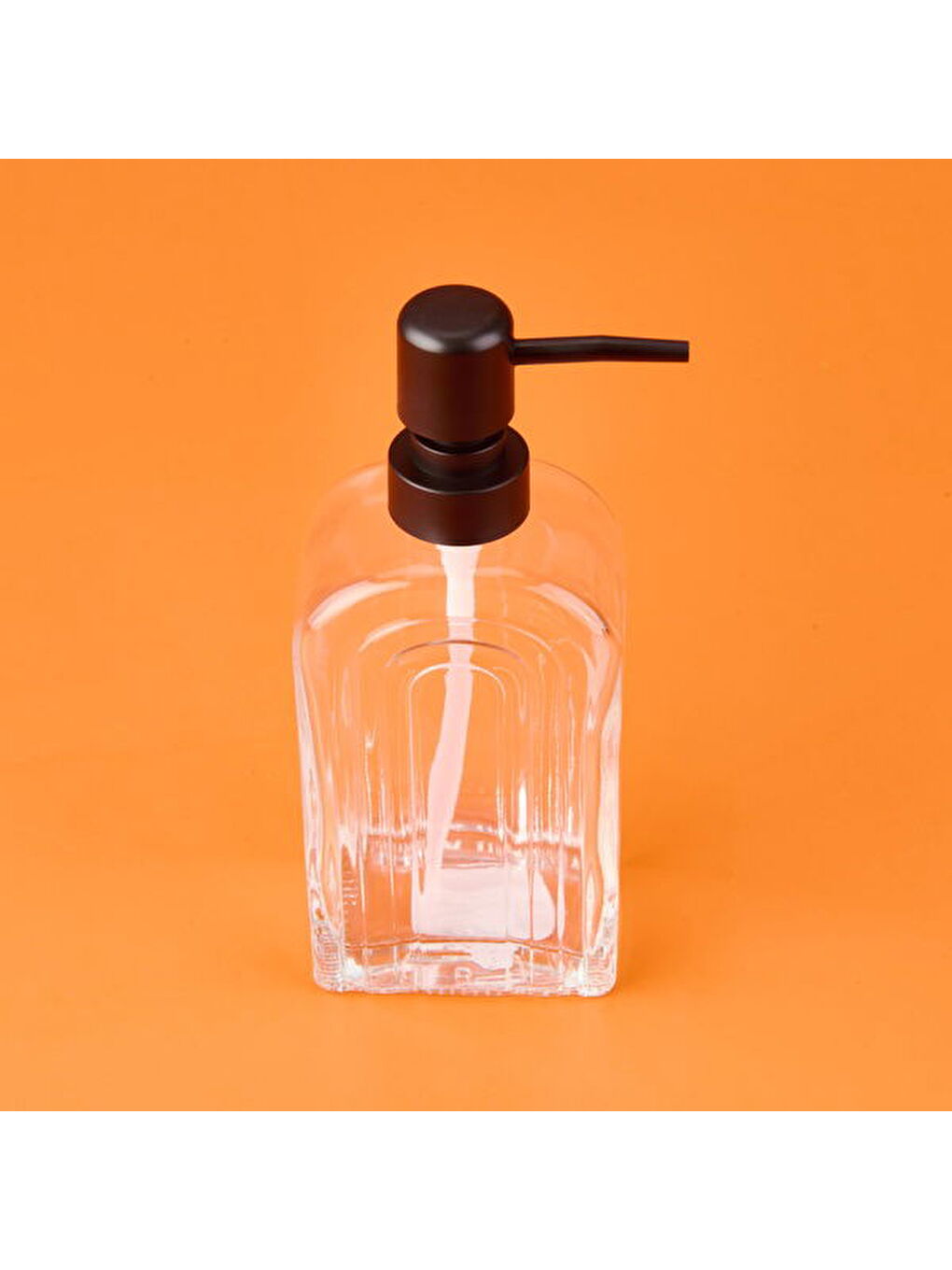 Renksiz Cam Sıvı Sabunluk - Şeffaf / Siyah - 20x8 cm-1