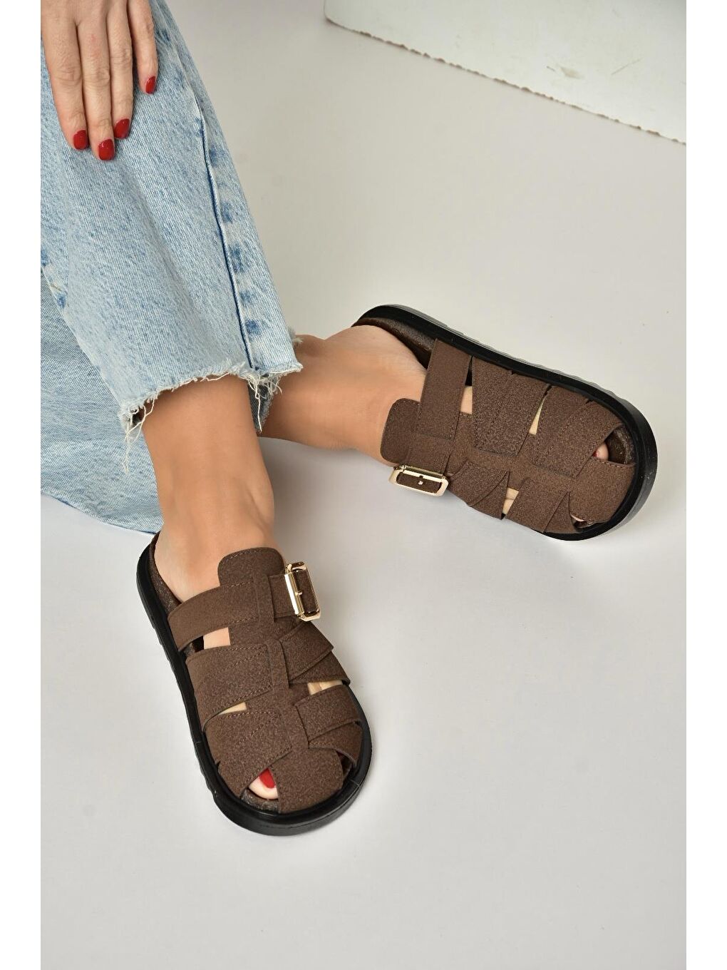 Kahverengi Kadın Terlik Y250506002-1