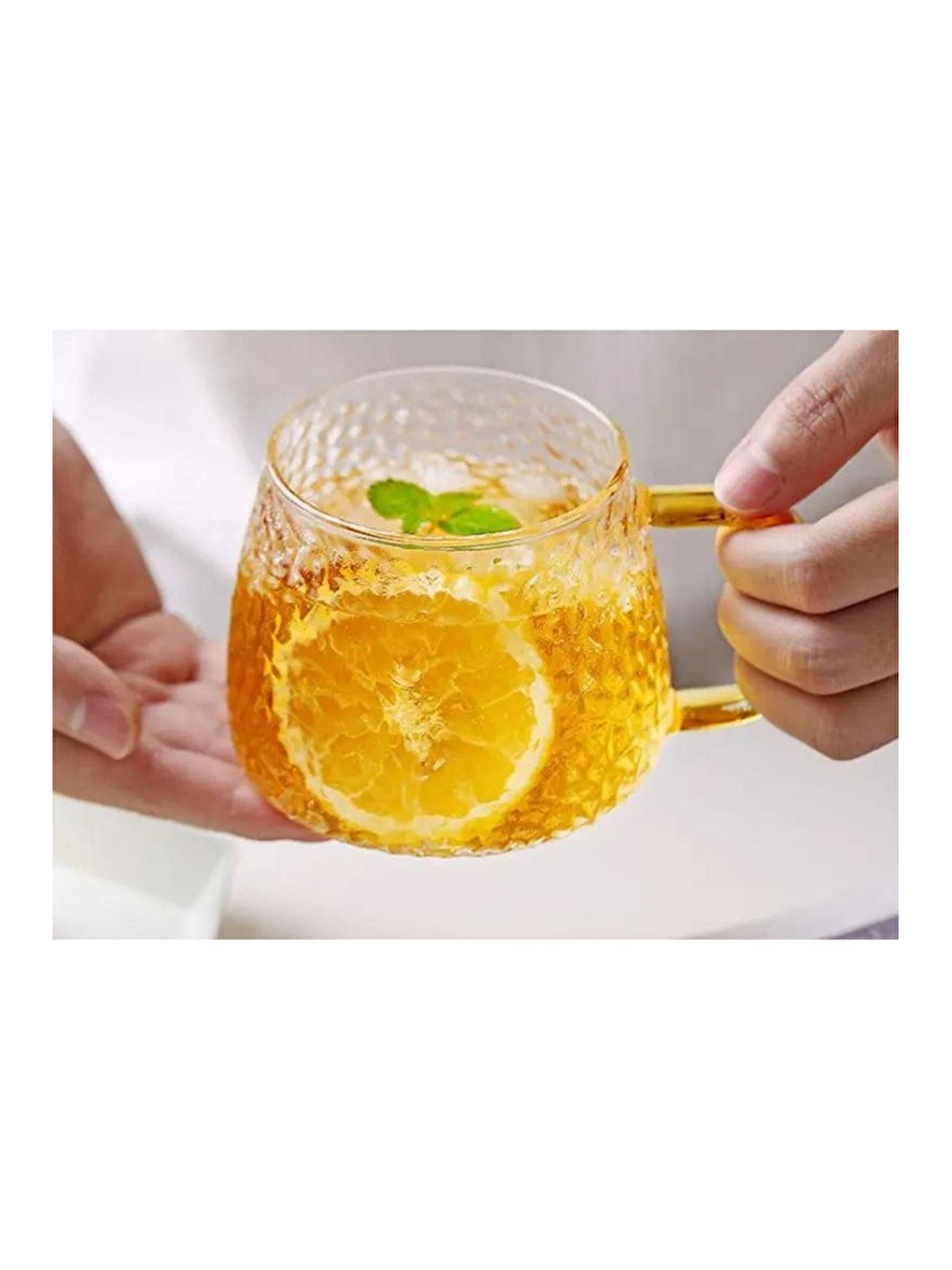 Renksiz Sarı Kulplu 350 ml Cam Fincan 6 Adet - 2222-4