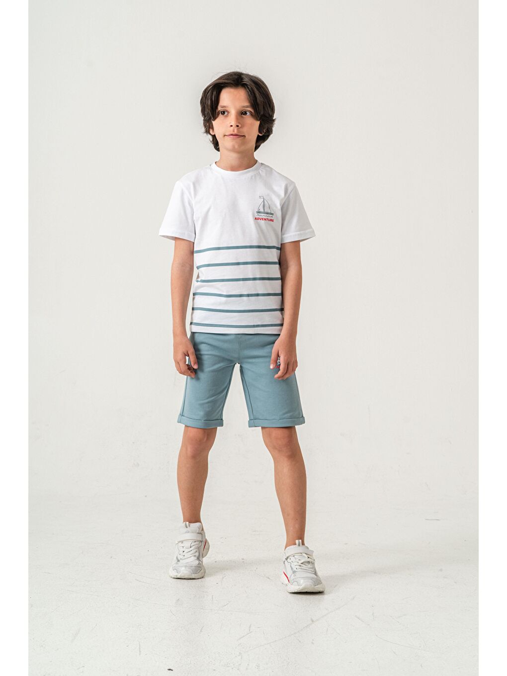 Mavi Adventure Baskılı  Erkek Çocuk Şort - Tişört Takımı-1