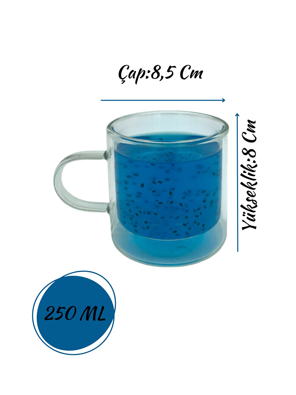 Renksiz Çift Cidarlı 250 ml Cam Kupa Seti 2 Adet 2128-2