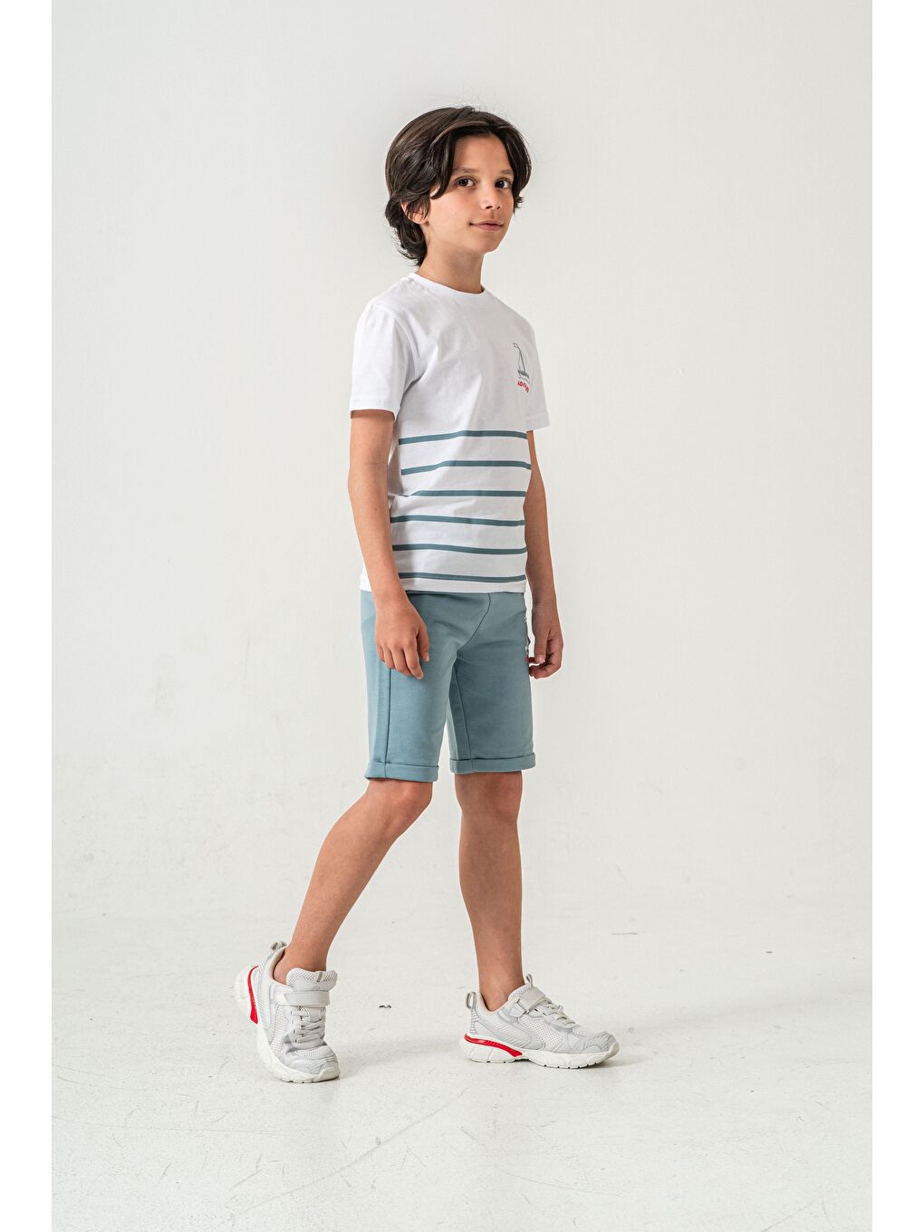 Mavi Adventure Baskılı  Erkek Çocuk Şort - Tişört Takımı-3