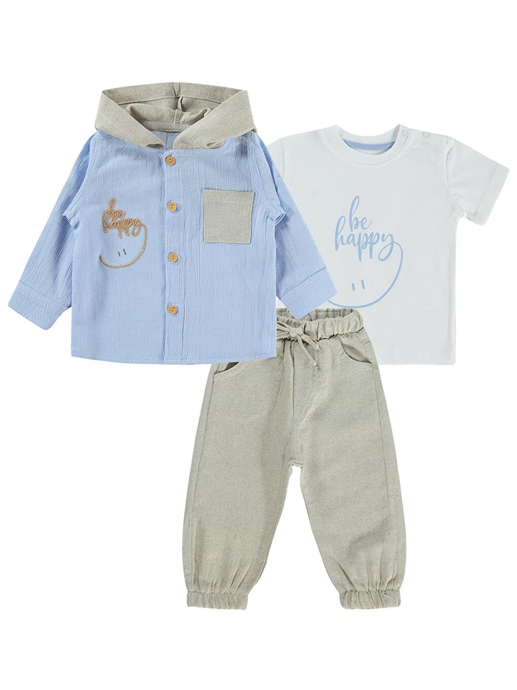 Gömlekli 3 Lü 6-18 Ay Takım - Mavi 9-12 Ay