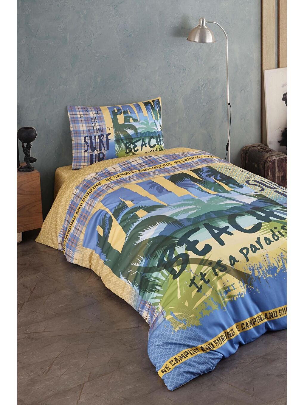 Karışık %100 Pamuk Saten Genç Nevresim Takımı - Palm Beach