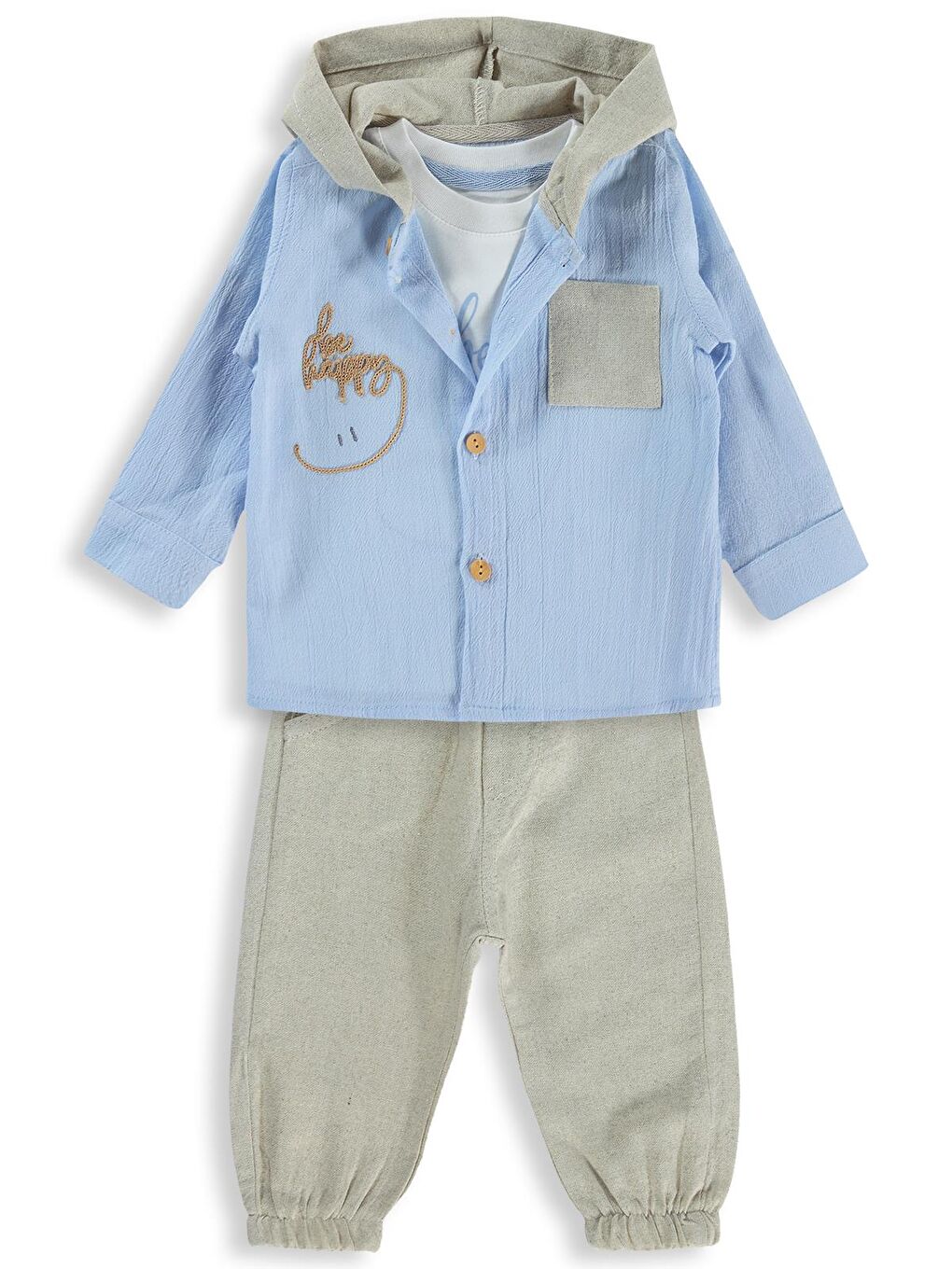 Gömlekli 3 Lü 6-18 Ay Takım - Mavi 9-12 Ay-1
