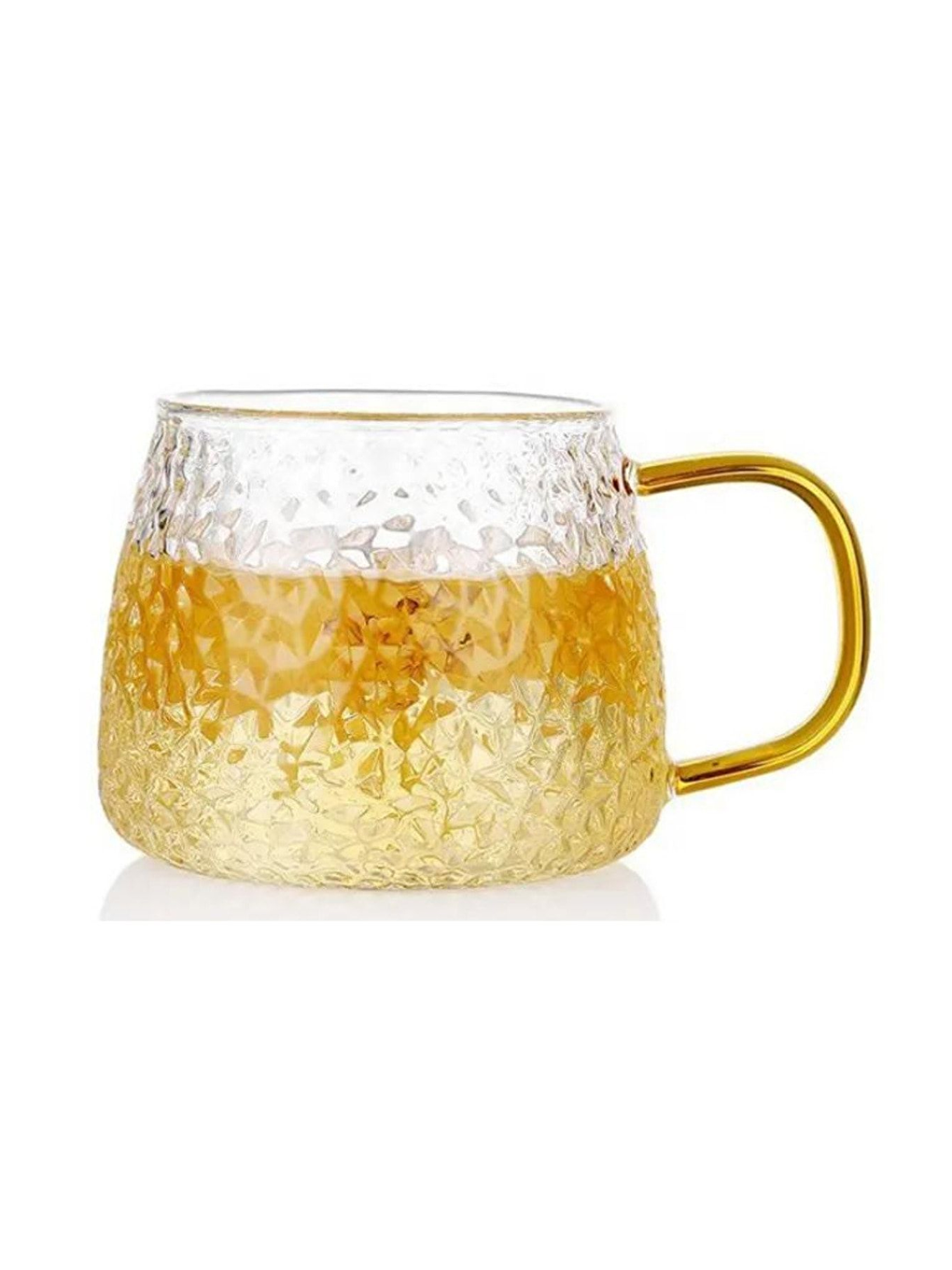 Renksiz Sarı Kulplu 350 ml Cam Fincan 3 Adet-2