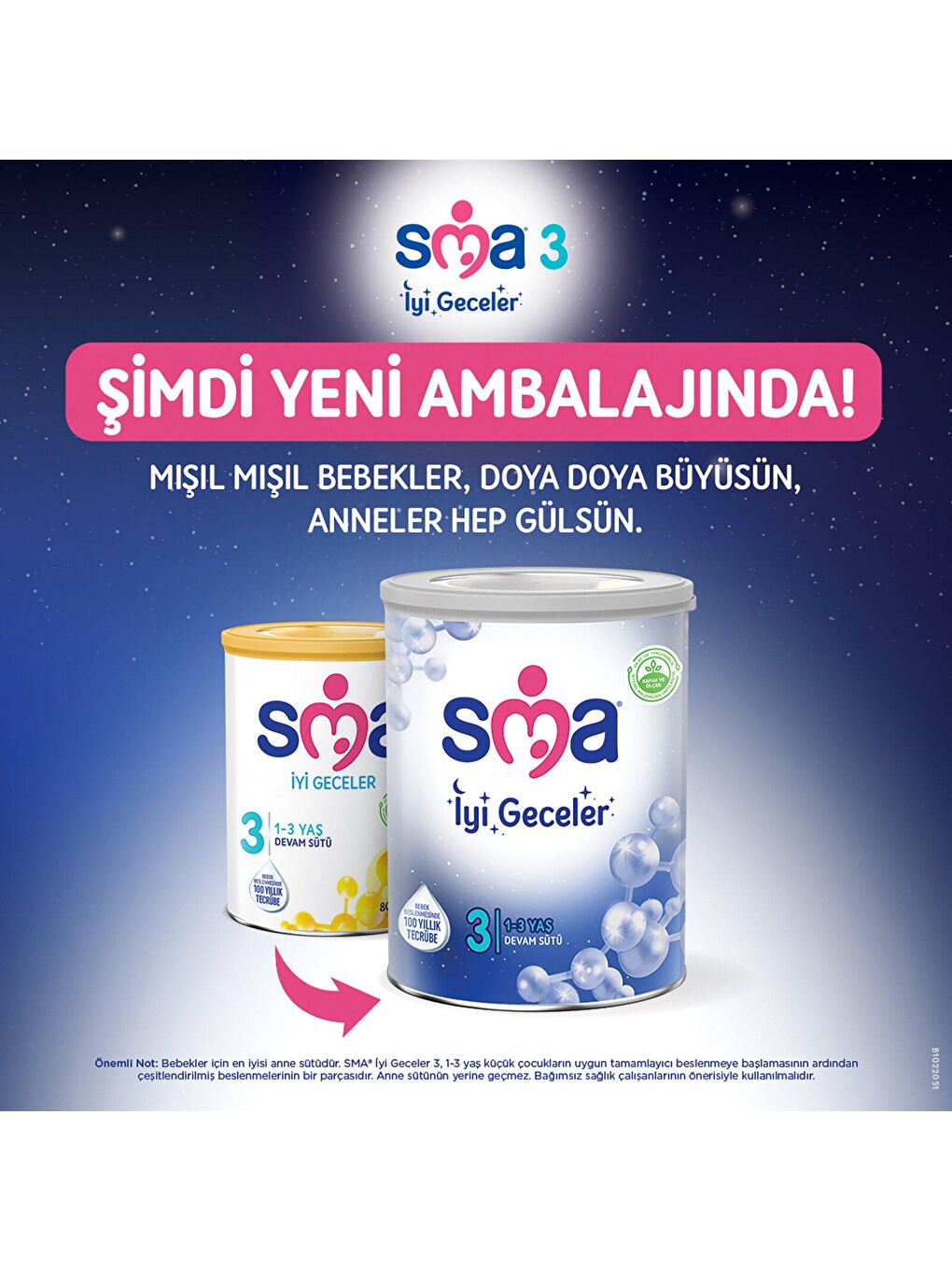 SMA Renksiz İyi Geceler 3 1-3 Yaş Devam Sütü 800 gr x 3 Adet - 5