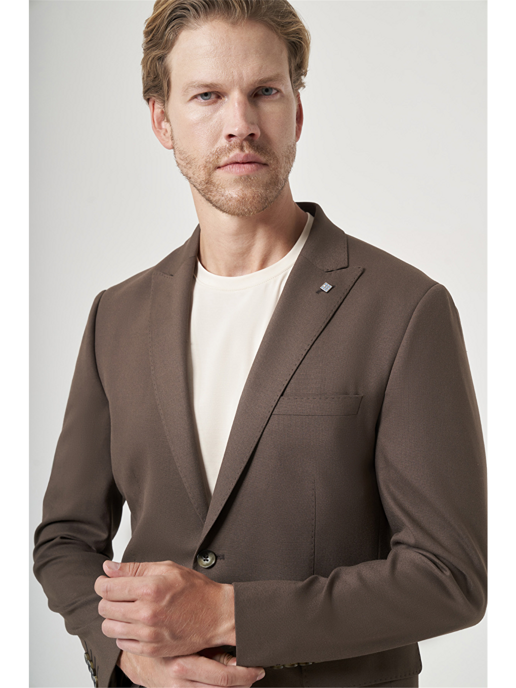 Kahverengi Kırlangıç Yaka 6 Drop Slim Fit Tam Astar Esnek Takım Elbise 1001260148-3