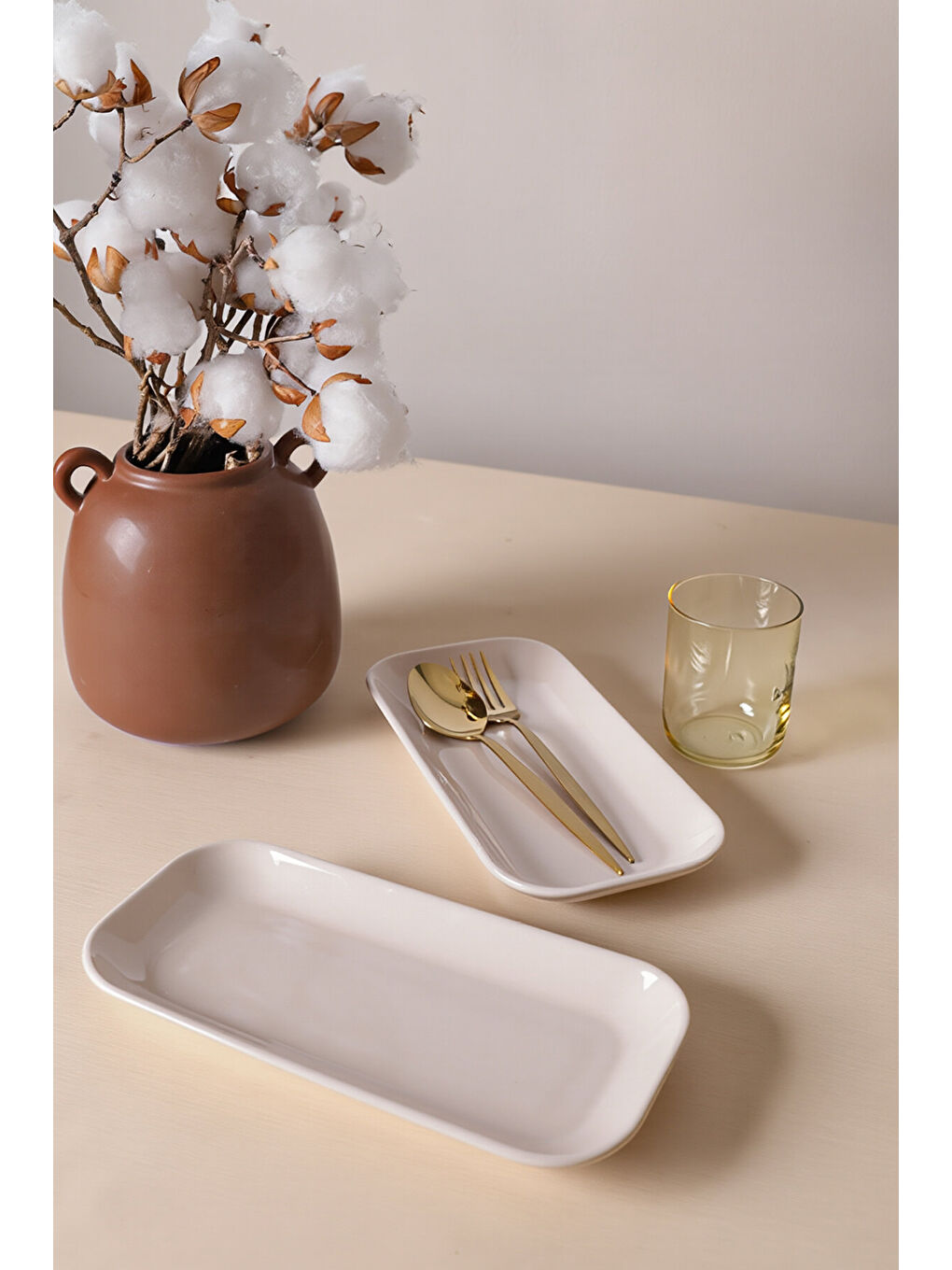 Ekru Krem Pergamon Kayık Tabak 26 Cm 2 Adet-2