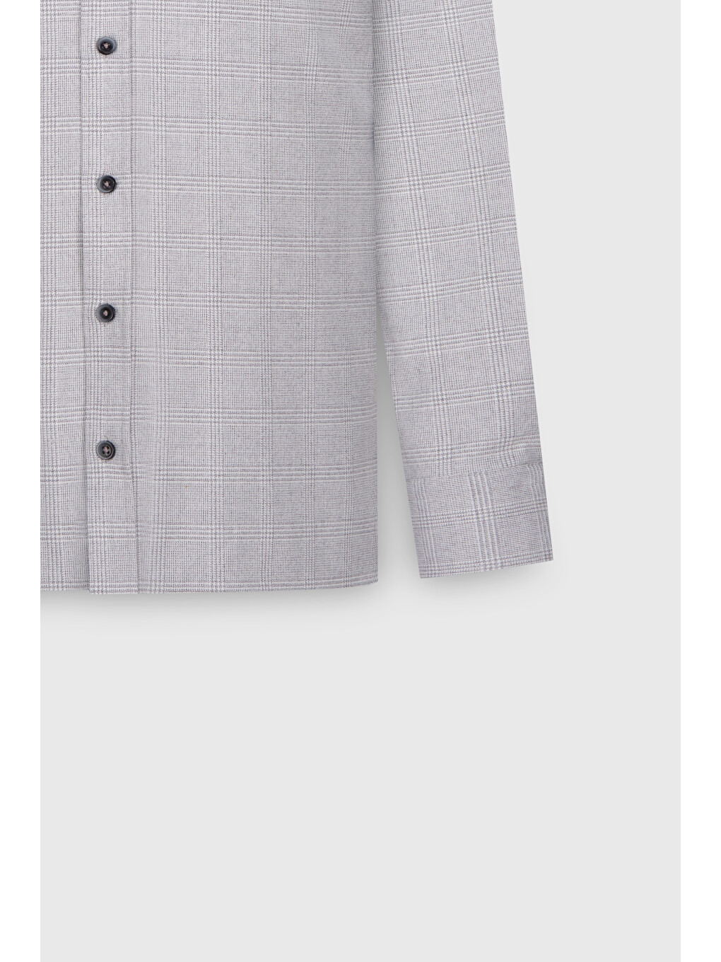 Erkek Gri Oxford Slim Fit Dar Kesim Düğmeli Yaka Kareli Esnek Gömlek-7