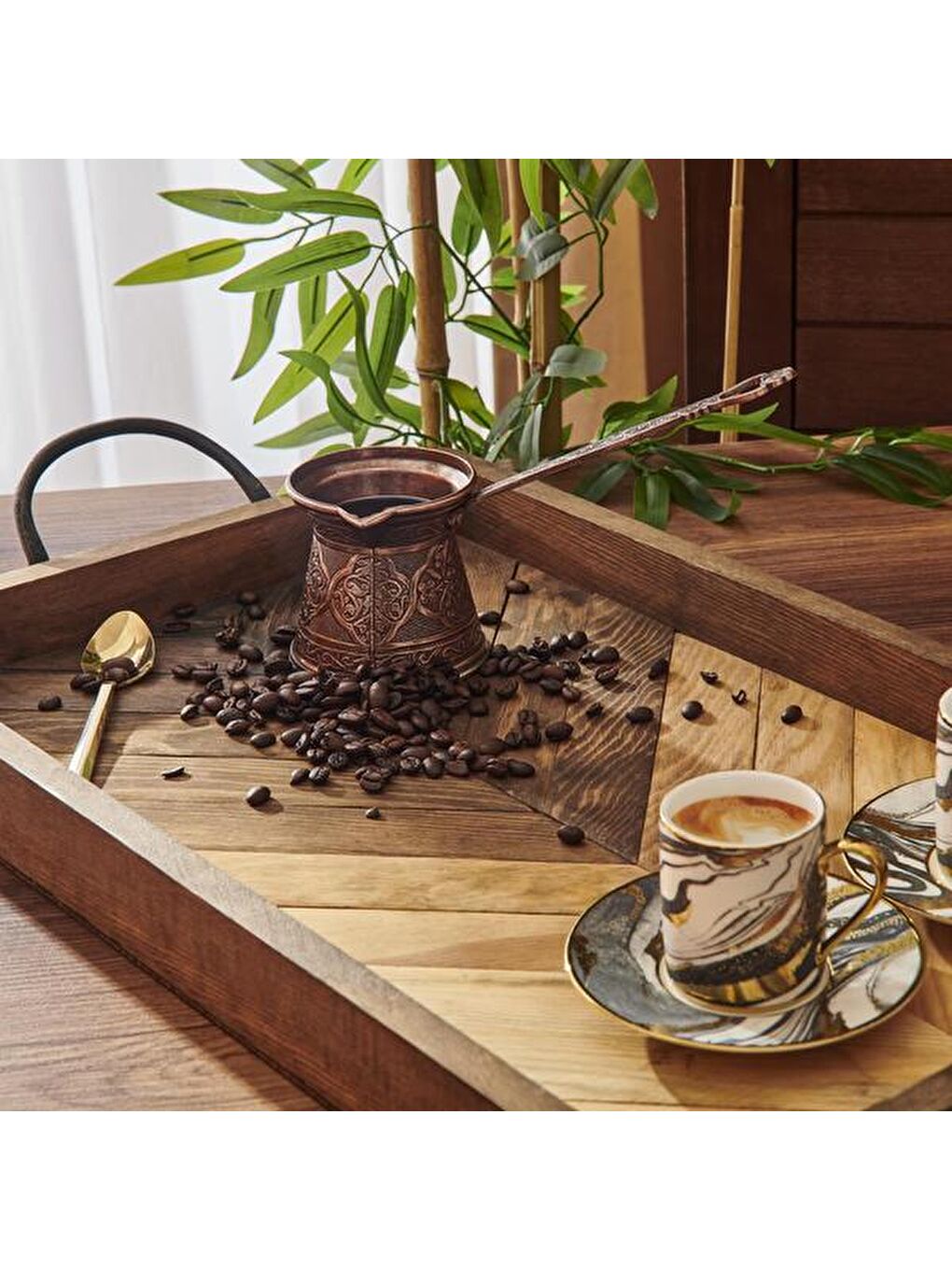 Desenli Cezve No:4 - Kahverengi - 170 ml