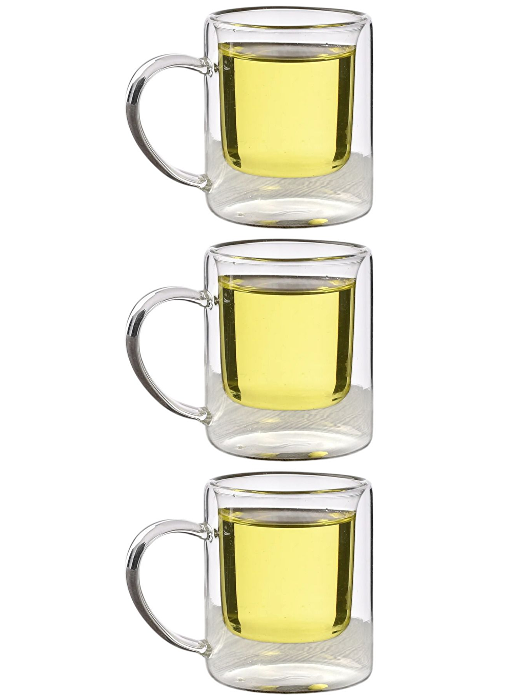 Renksiz Çift Cidarlı Borosilikat Cam Kupa 200 ml 3 Adet-1837