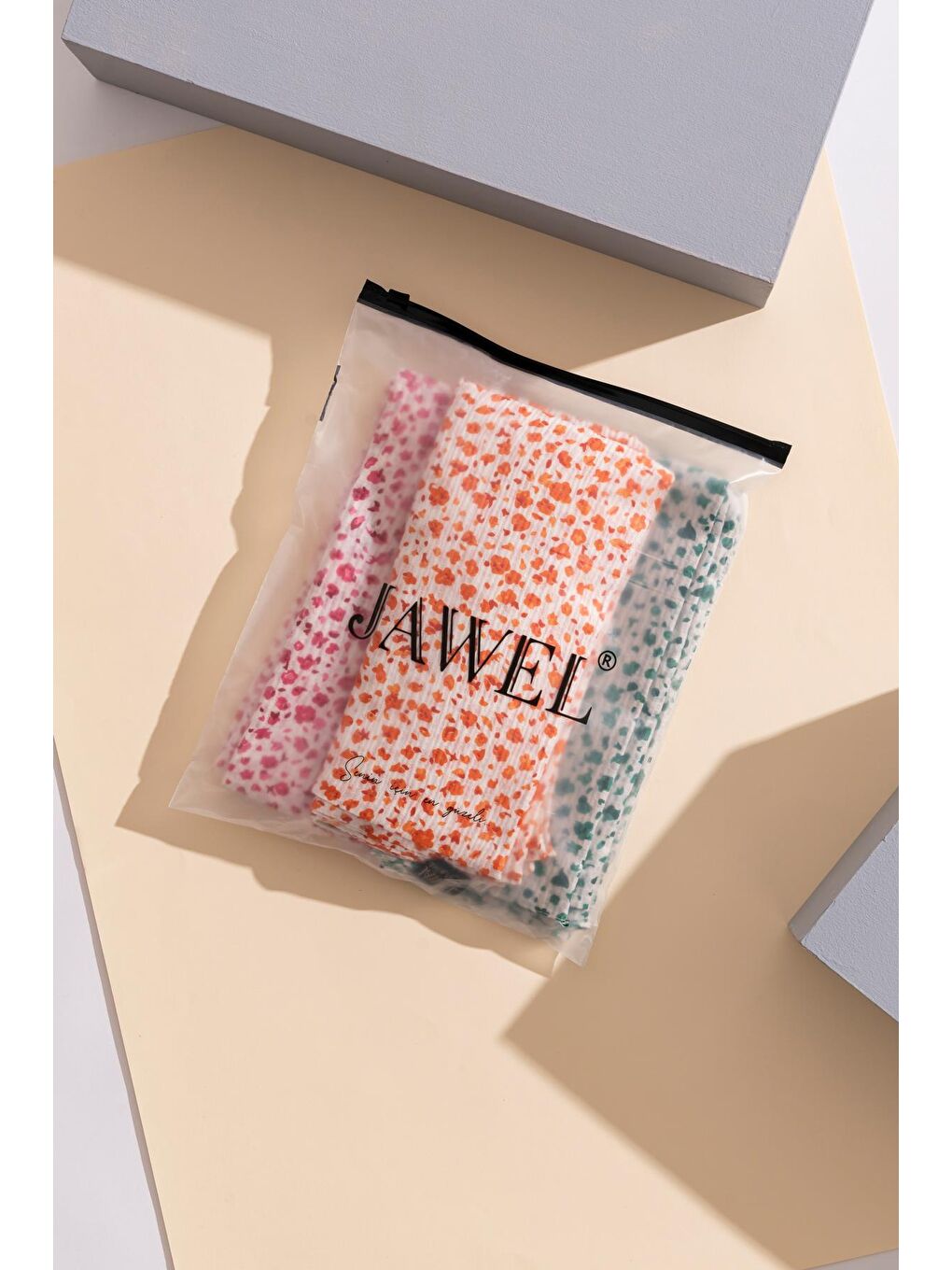 Karışık Kadın Bürümcük Eşarp Paketi (Krem Yeşil-Fuşya-Turuncu)