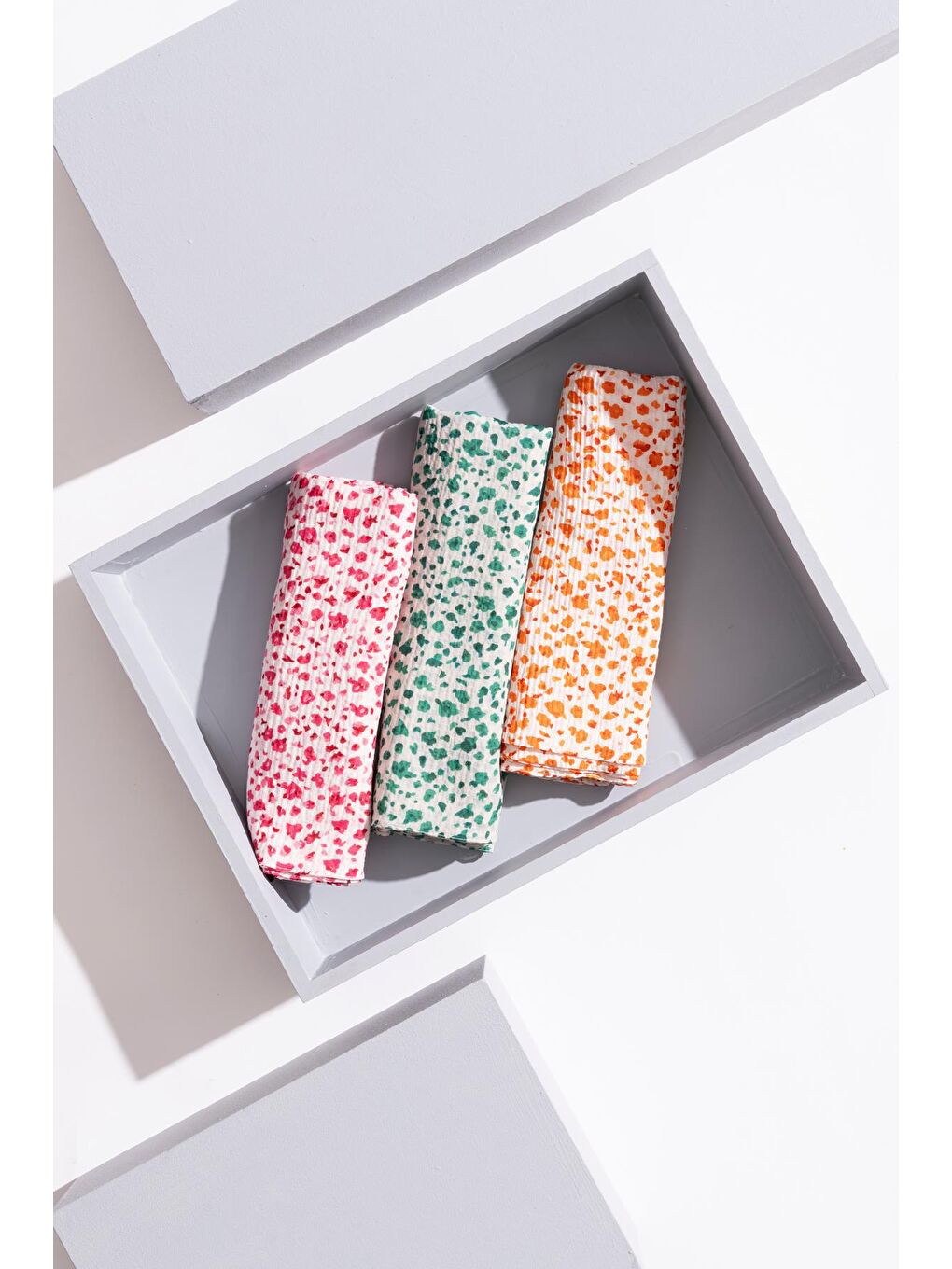 Karışık Kadın Bürümcük Eşarp Paketi (Krem Yeşil-Fuşya-Turuncu)-1