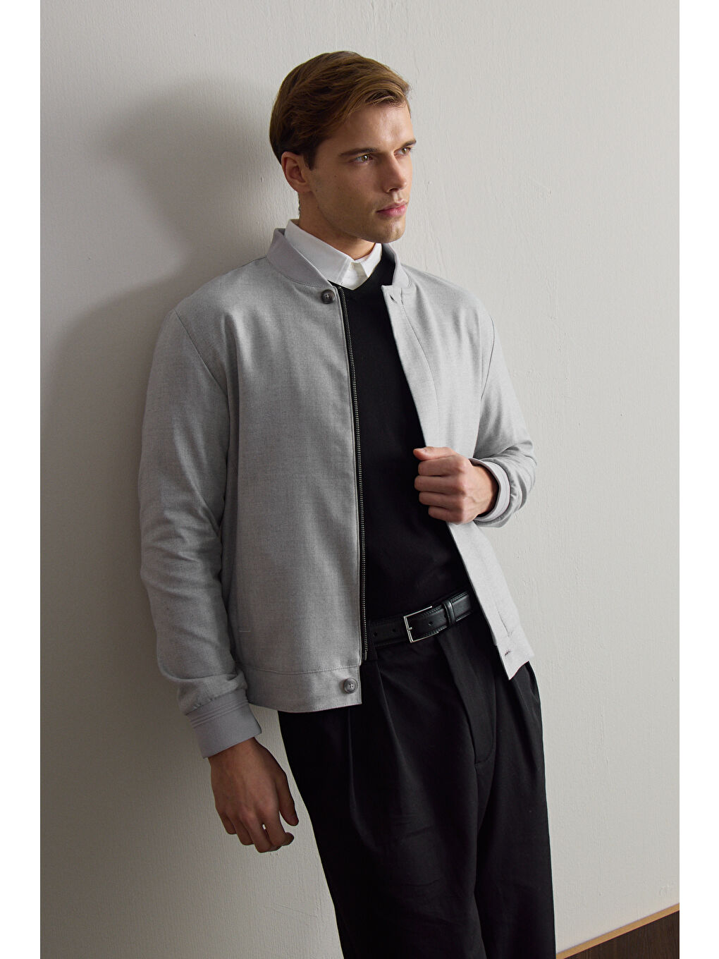 Erkek Poliviskon Özel Kumaş Ceket Gri-4