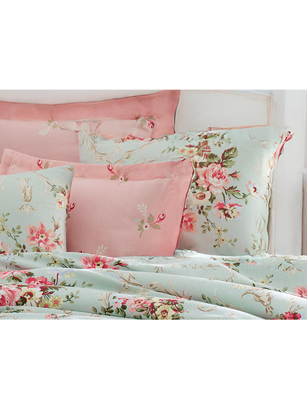 Yeşil Doğal Pike Baskılı Çift Kişilik Alanur Mint-2