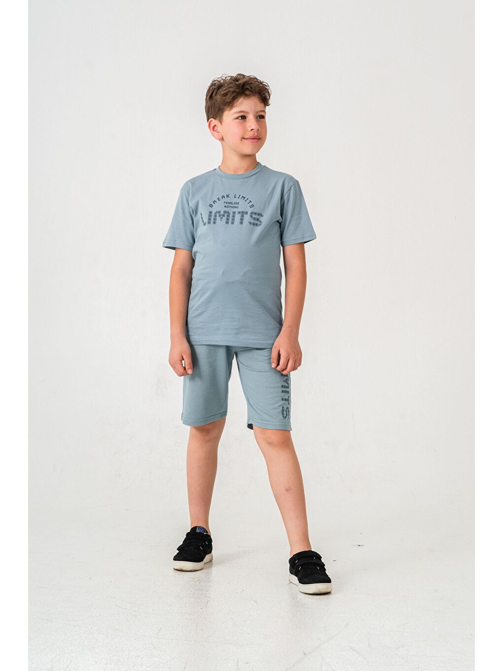 Petrol Break Limits Fearless Nothing  Limits Baskılı Erkek Çocuk Şort - Tişört Takımı-1