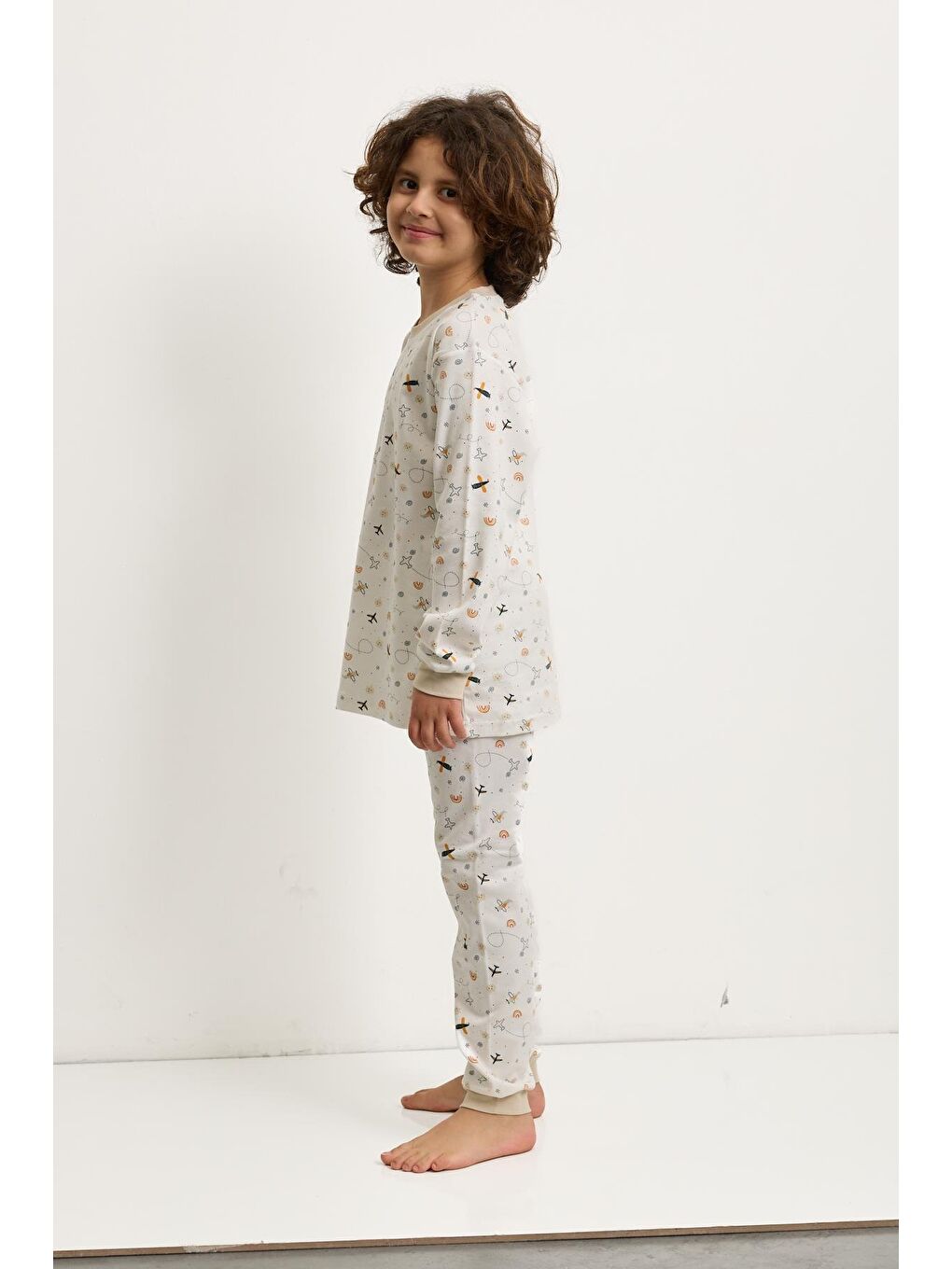 Karışık Erkek Çocuk Uçak Baskılı Pijama Takımı-1