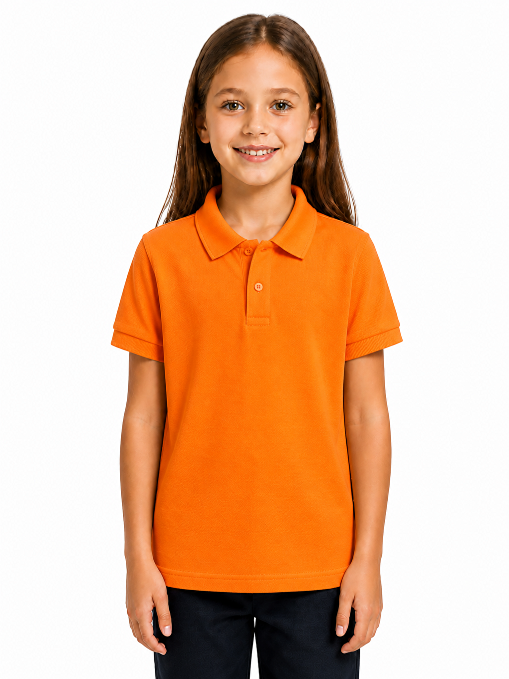 Turuncu Kids Polo Yaka Basic Kısa Kollu Unisex Çocuk Tişört