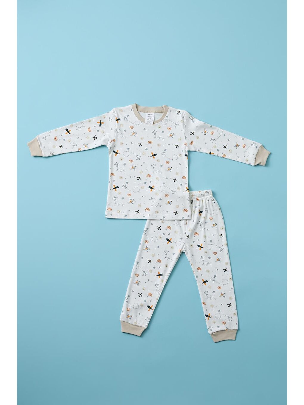 Karışık Erkek Çocuk Uçak Baskılı Pijama Takımı-3