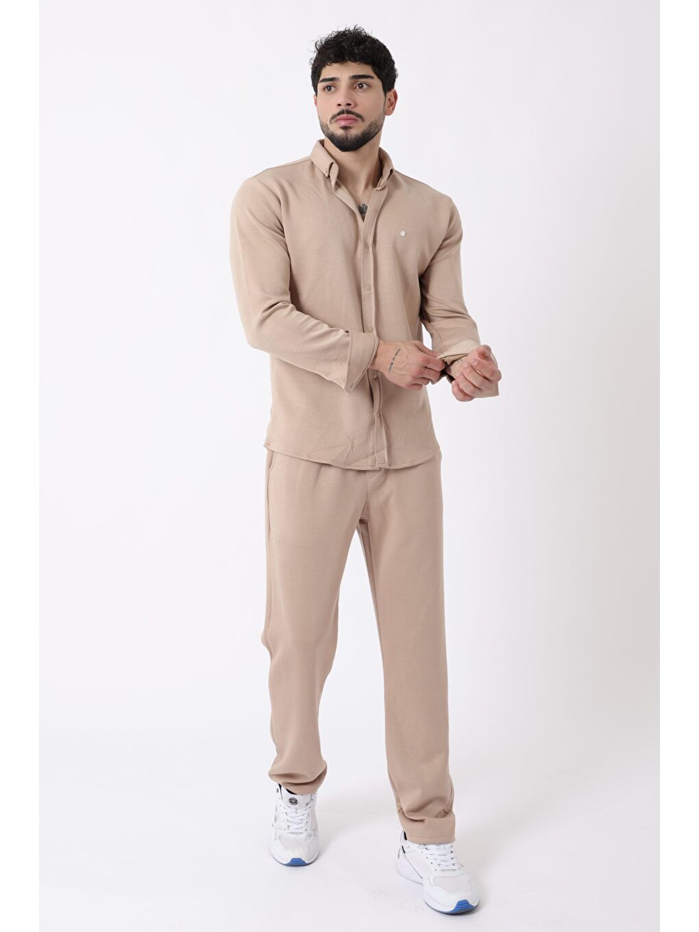 Bej Penye Çıtçıtlı Kışlık Joger Erkek Takım QM 2013 6362_72011-1