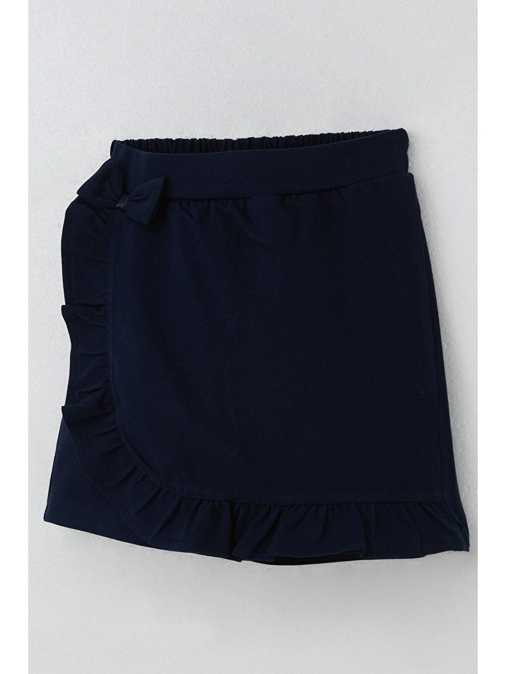Kız Çocuk Şort Etek Fiyonk Aksesuarlı Fırfırlı Lacivert (6-10 Yaş)-2