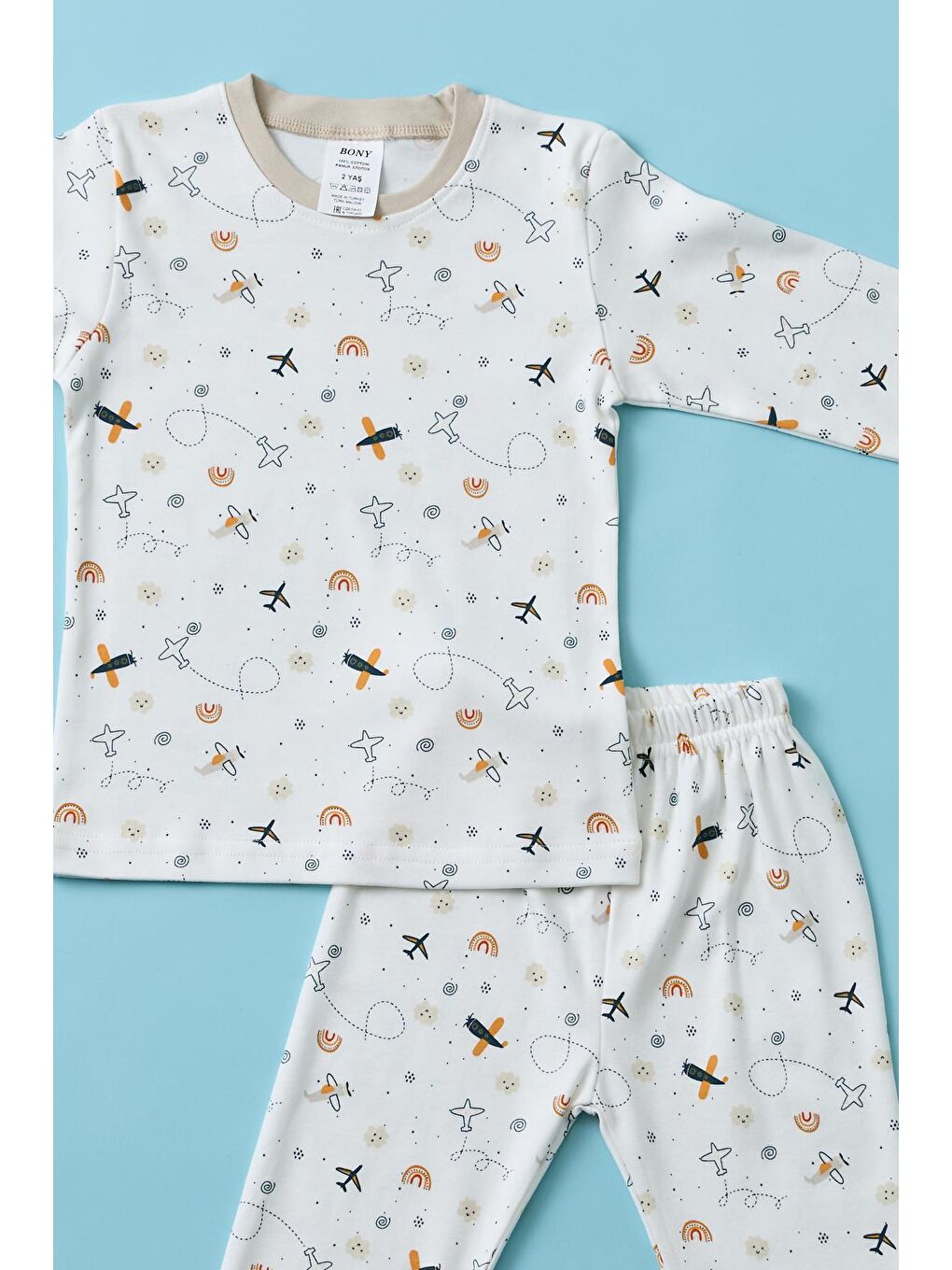 Karışık Erkek Çocuk Uçak Baskılı Pijama Takımı-4