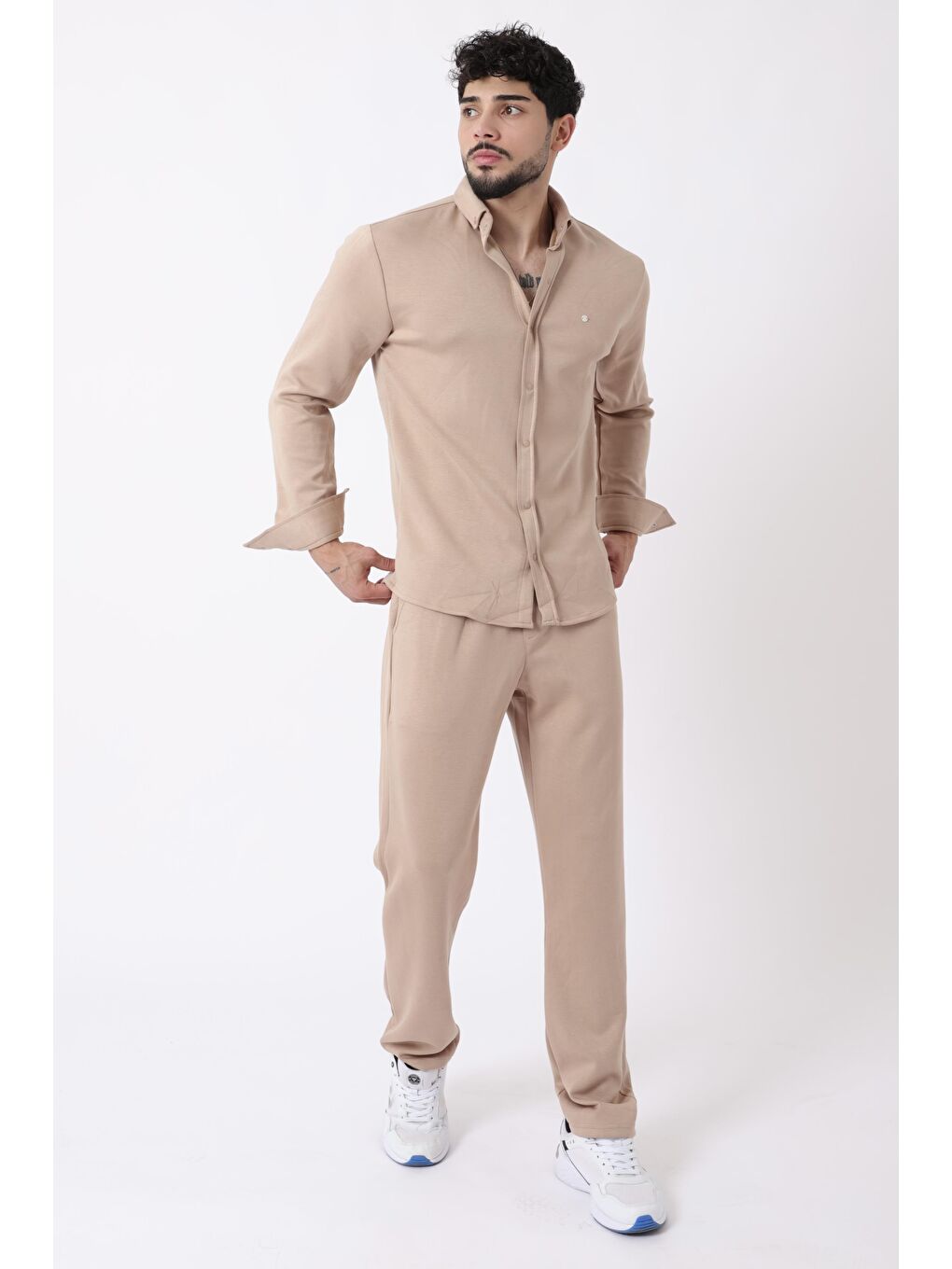 Bej Penye Çıtçıtlı Kışlık Joger Erkek Takım QM 2013 6362_72011-2
